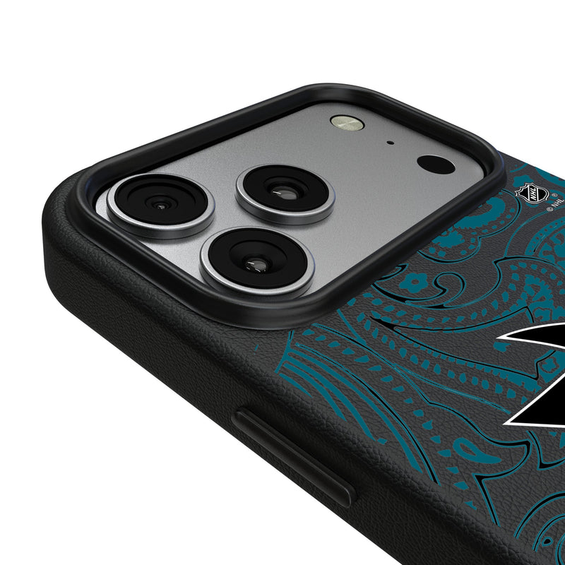 San Jose Sharks Paisley iPhone MagSafe Compatible Phone Case for Apple iPhone Detail.Jpg