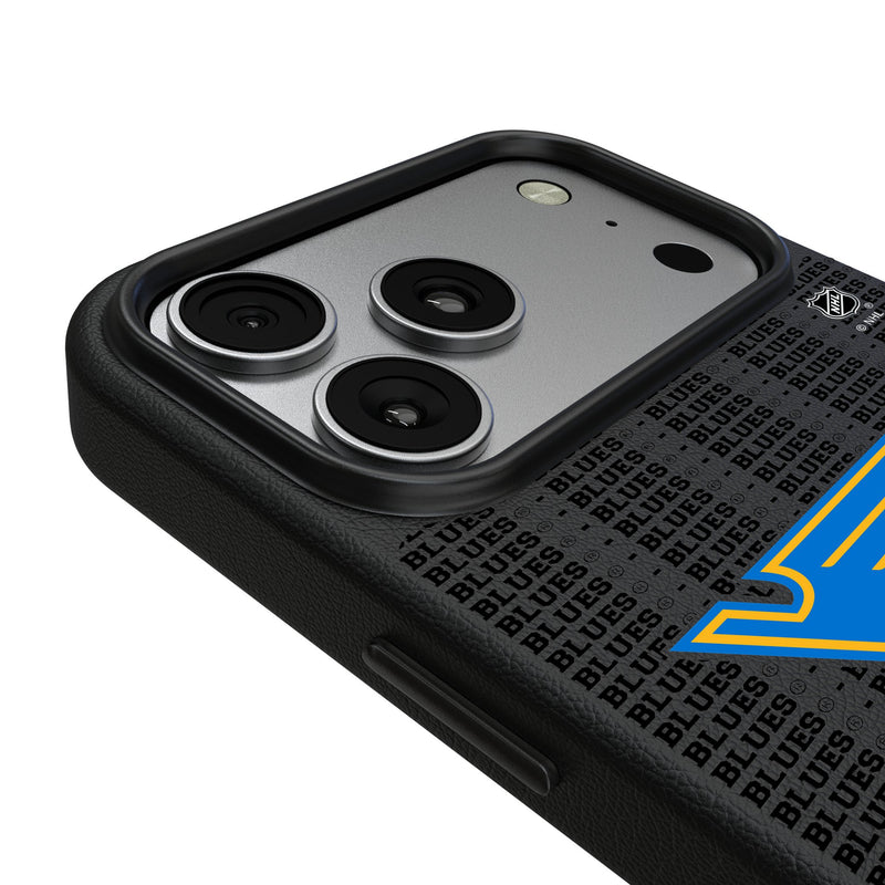 St. Louis Blues Text Backdrop iPhone MagSafe Compatible Phone Case for Apple iPhone Detail.Jpg