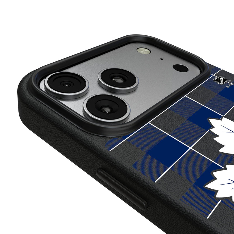 Toronto Maple Leafs Plaid iPhone MagSafe Compatible Phone Case for Apple iPhone Detail.Jpg