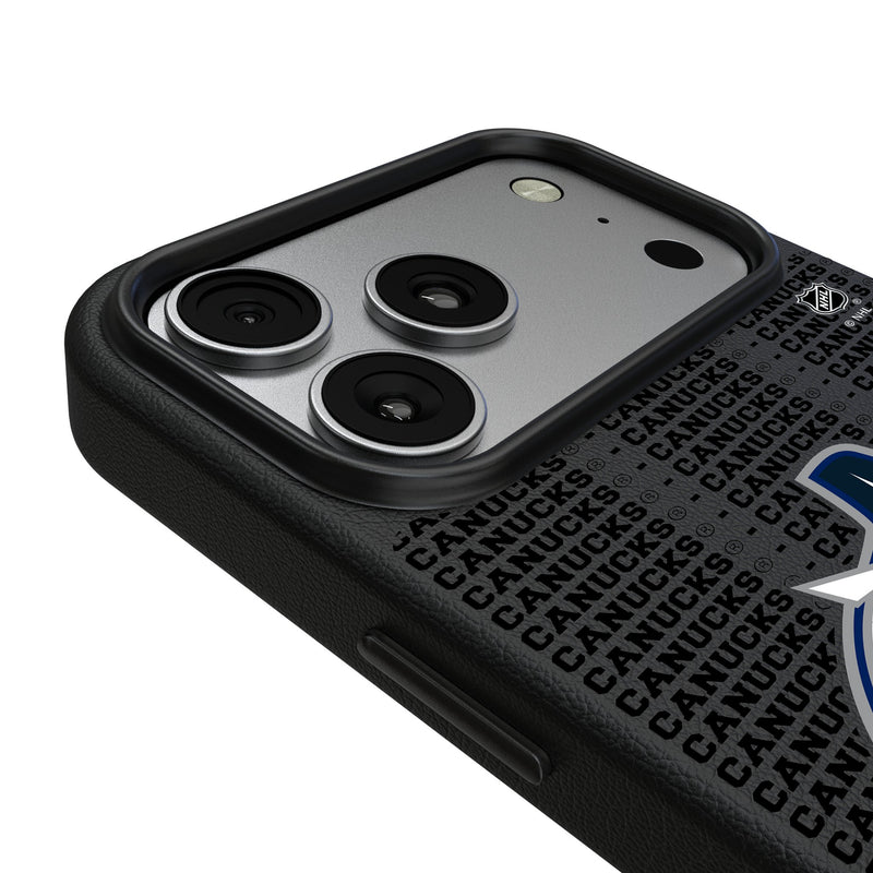 Vancouver Canucks Text Backdrop iPhone MagSafe Compatible Phone Case for Apple iPhone Detail.Jpg