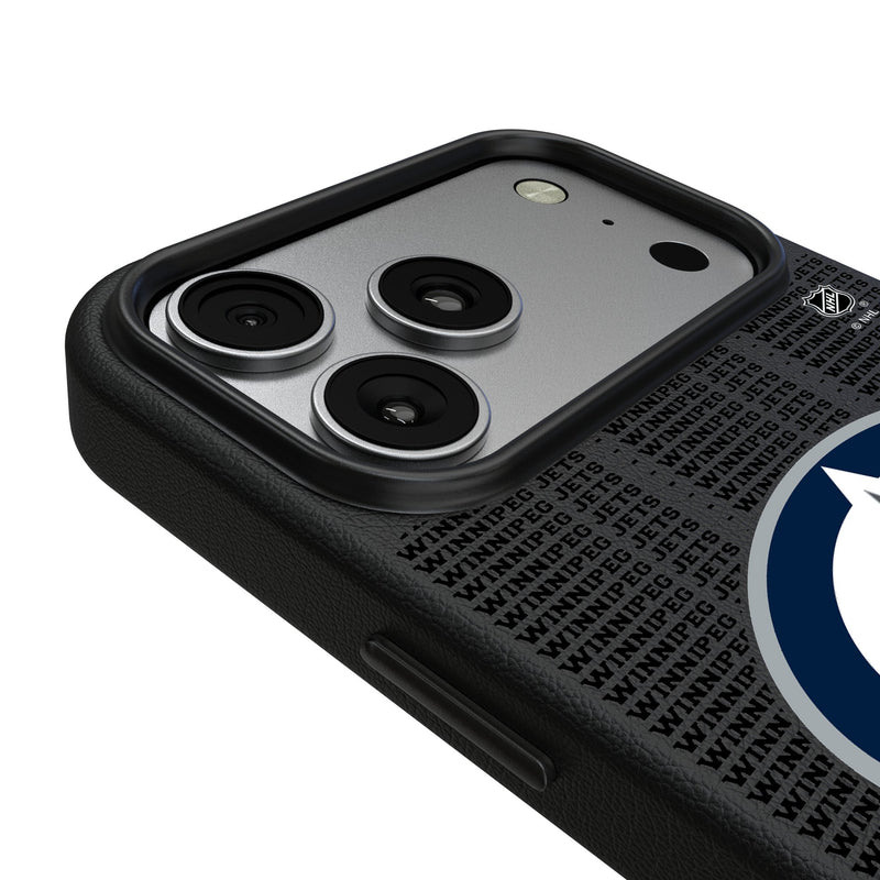 Winnipeg Jets Text Backdrop iPhone MagSafe Compatible Phone Case for Apple iPhone Detail.Jpg