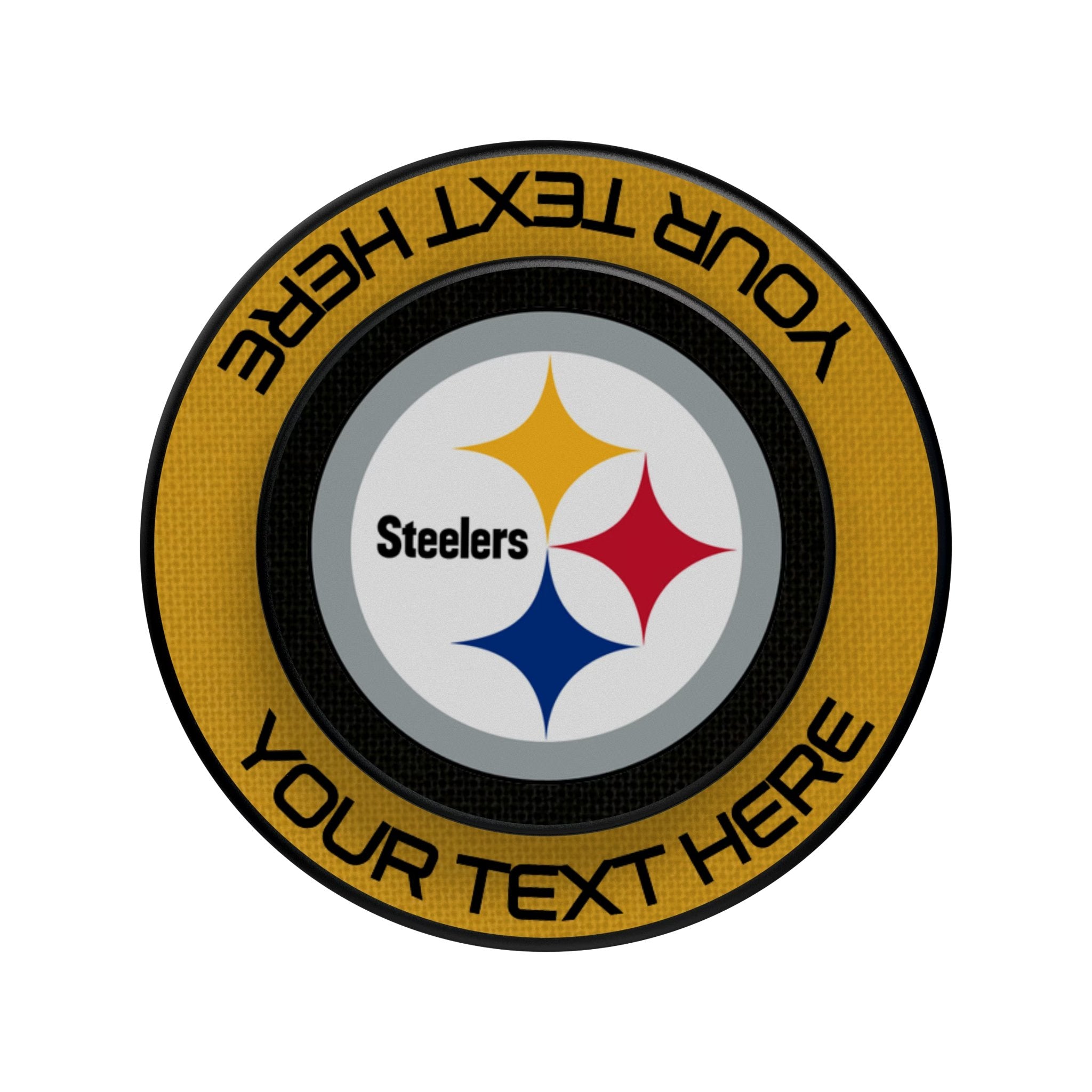 Pittsburgh Steelers Personalized Endzone Solid Popsockets Round Magnetic Flat.Jpg