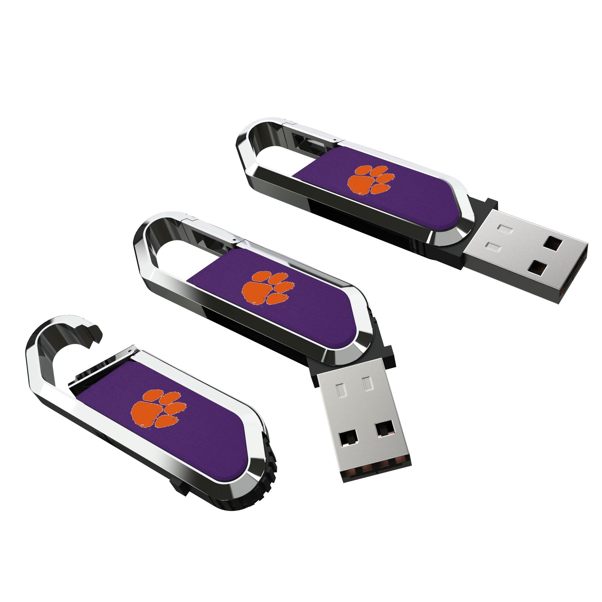 Clemson University Tigers Solid USB 64GB Clip Style Flash Drive Three.Jpg