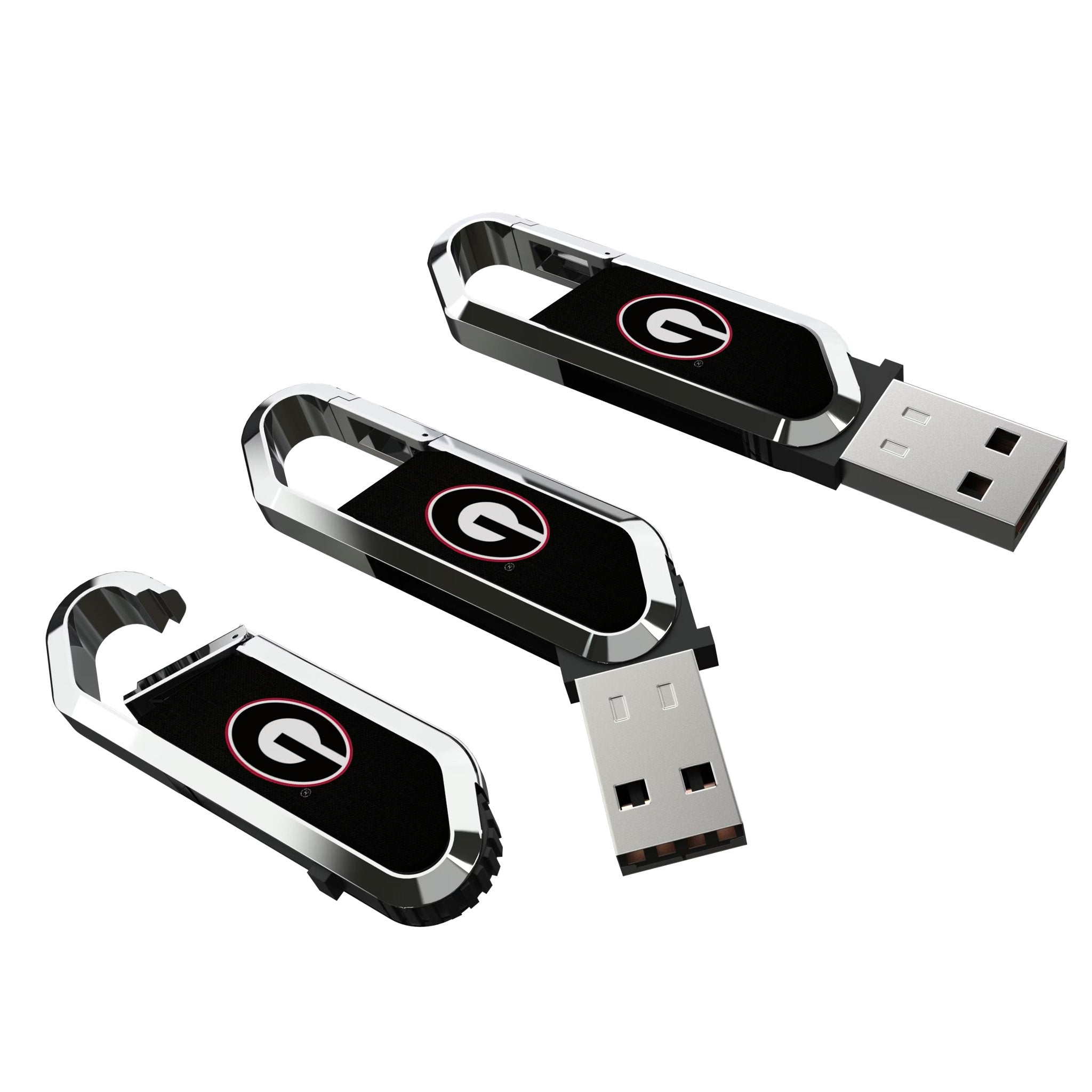 University of Georgia Bulldogs Solid USB 64GB Clip Style Flash Drive Three.Jpg