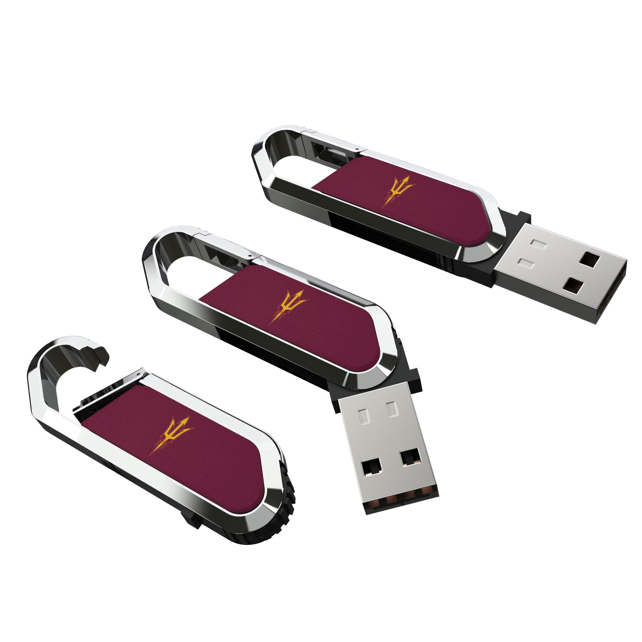 Arizona State University Sun Devils Solid USB 64GB Clip Style Flash Drive Three.Jpg