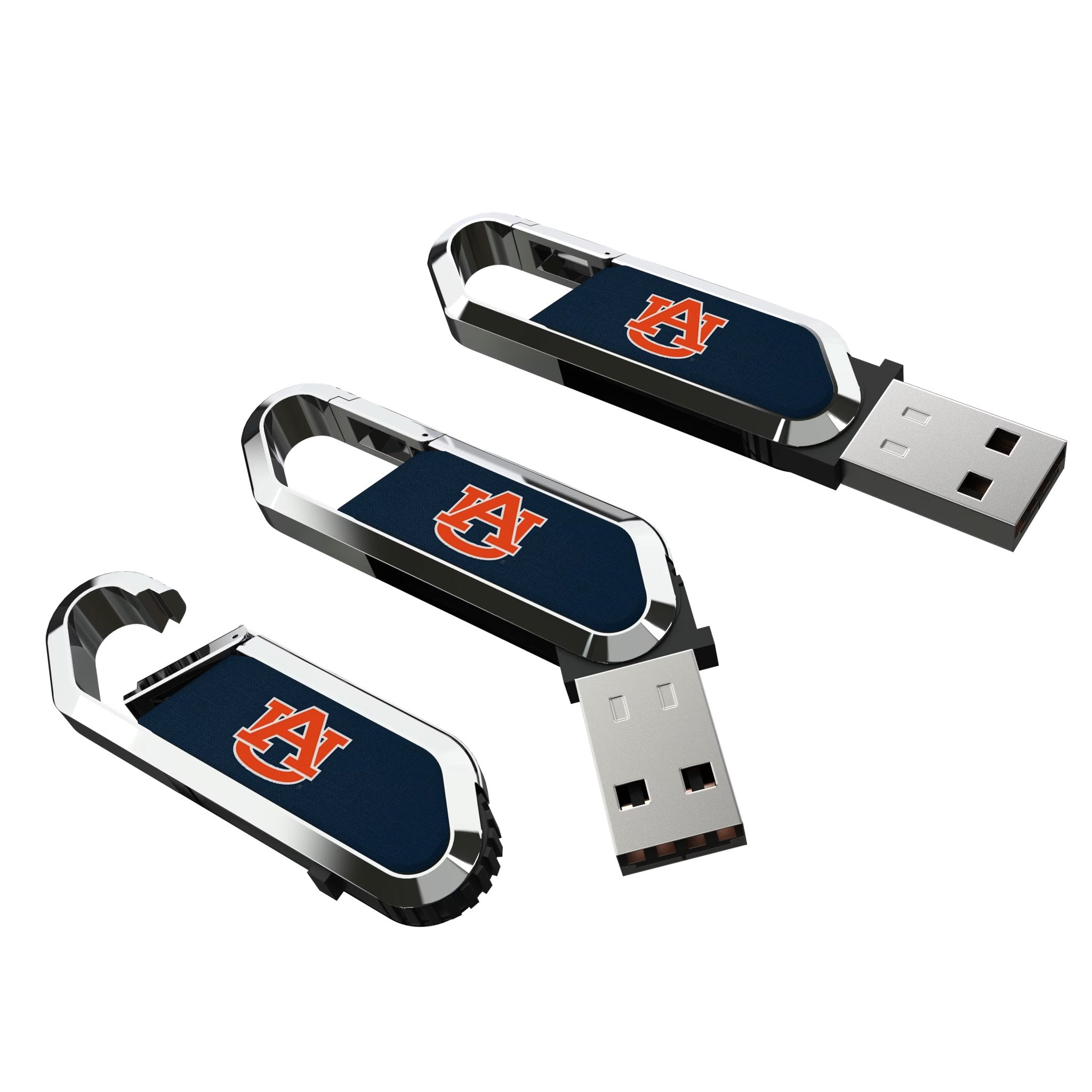 University of Auburn Tigers Solid USB 64GB Clip Style Flash Drive Three.Jpg