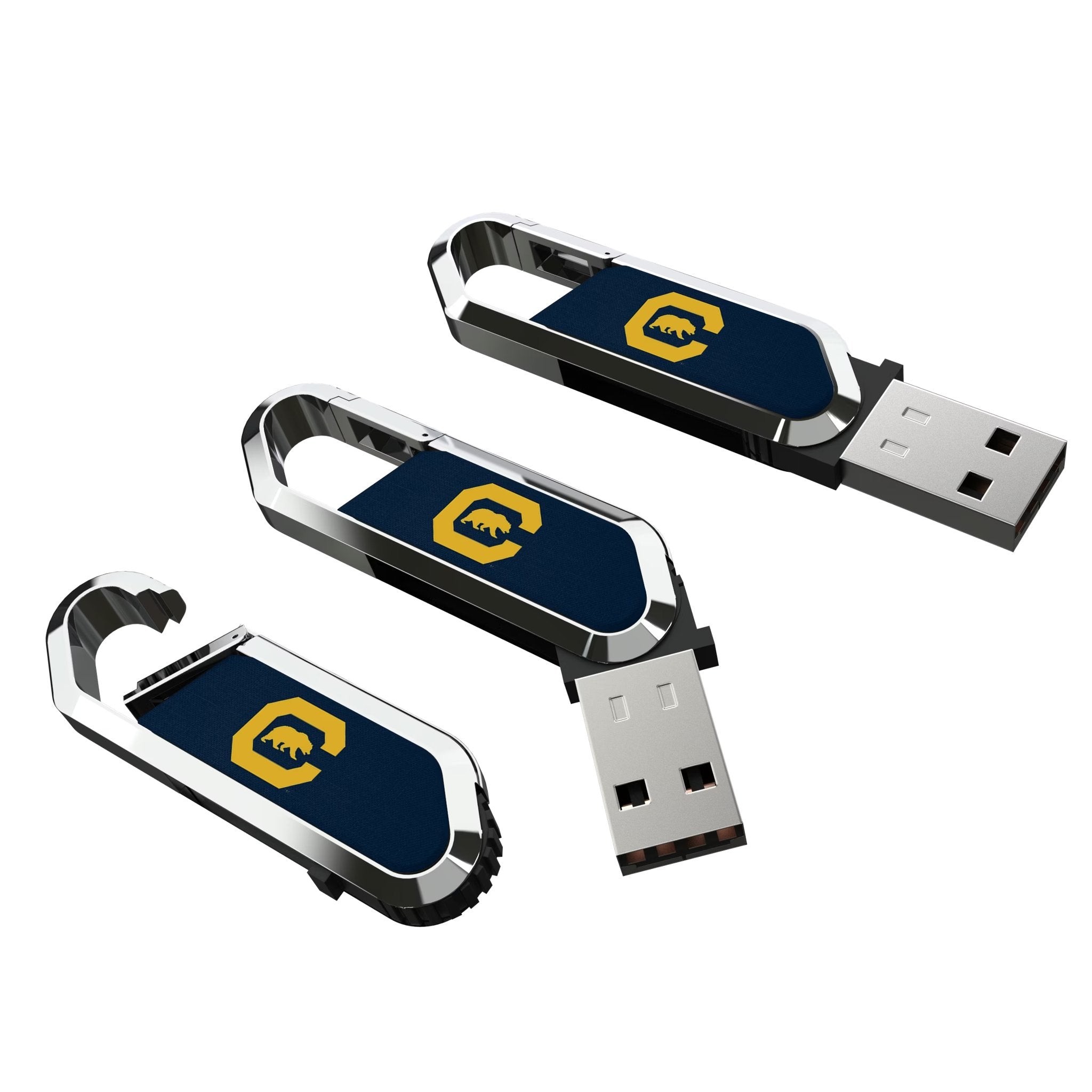 University of California Berkeley Golden Bears Solid USB 64GB Clip Style Flash Drive Three.Jpg