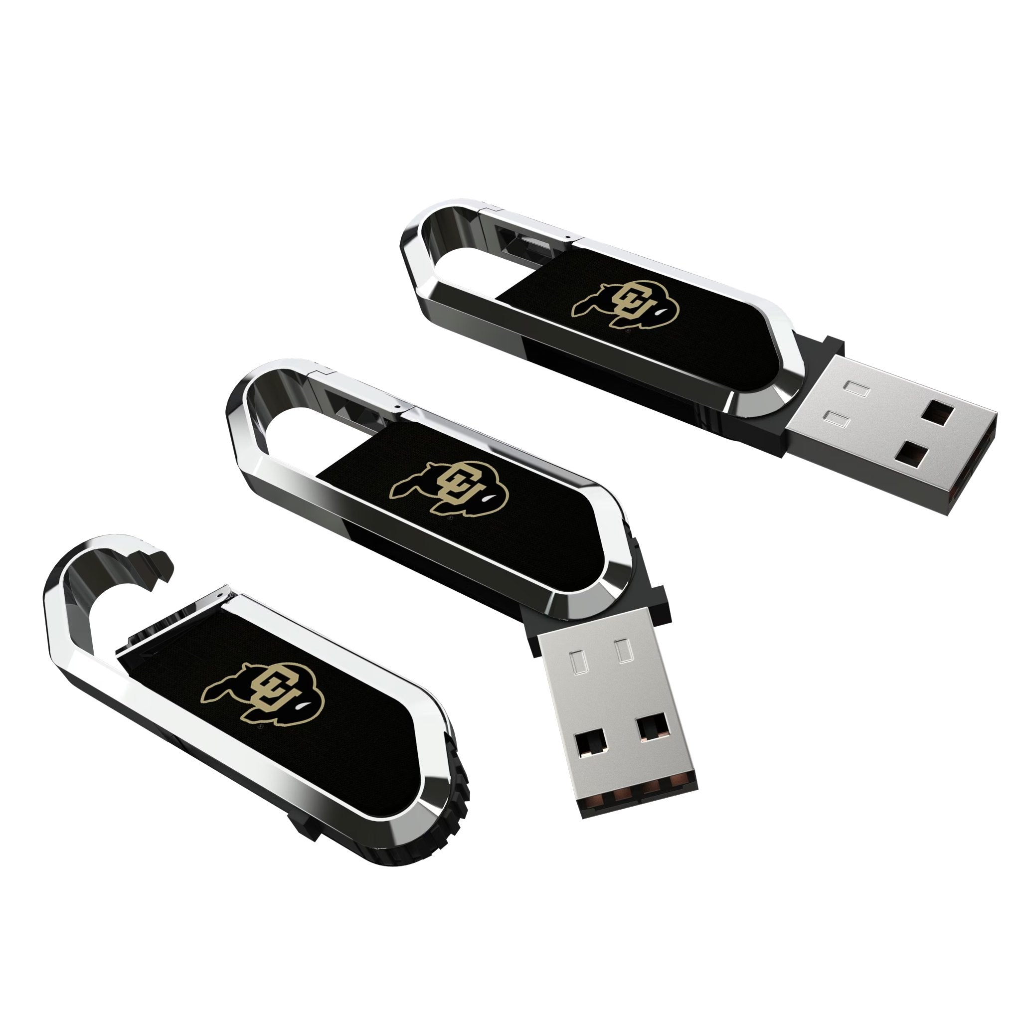 University of Colorado Buffaloes Solid USB 64GB Clip Style Flash Drive Three.Jpg