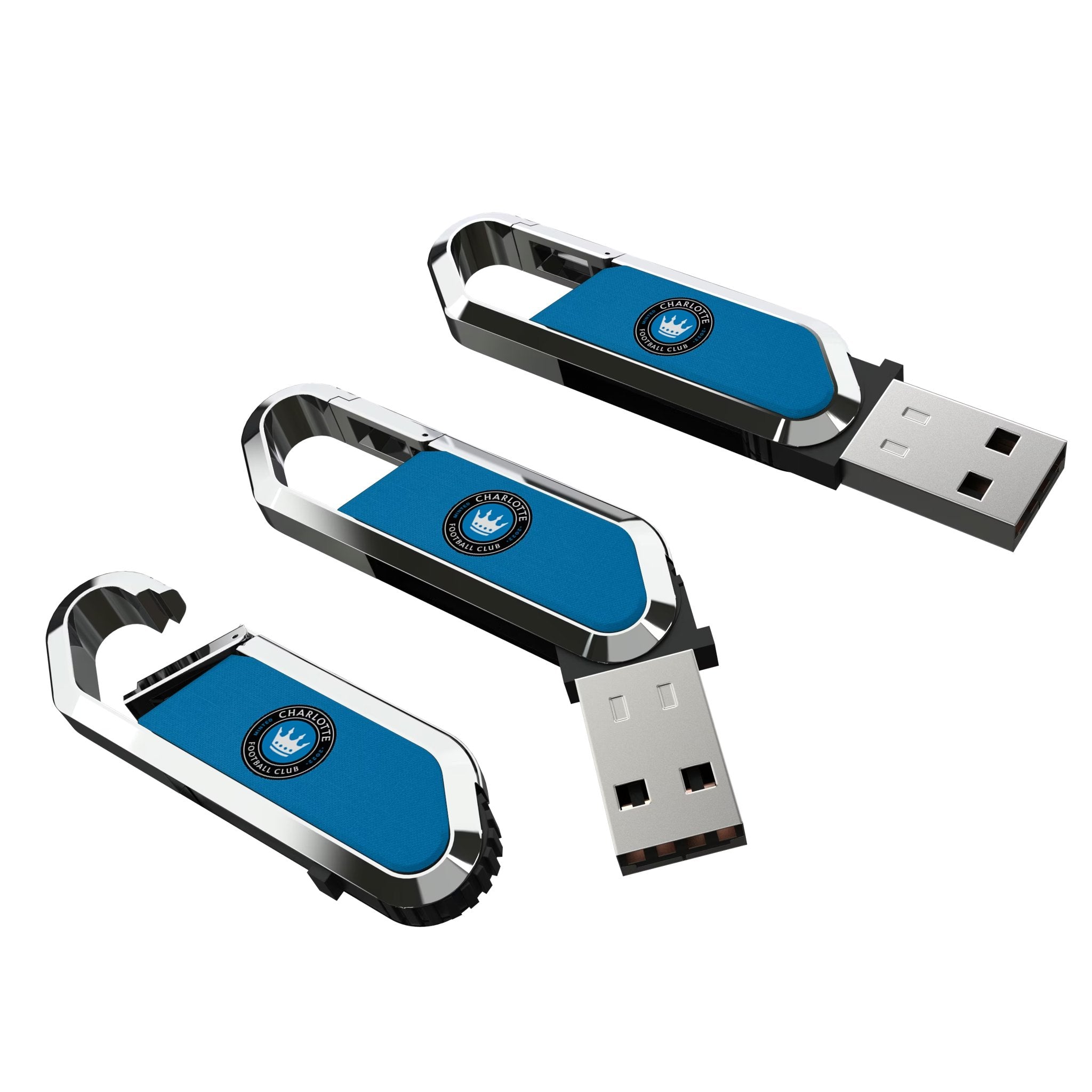 Charlotte FC Solid USB 64GB Clip Style Flash Drive Three.Jpg