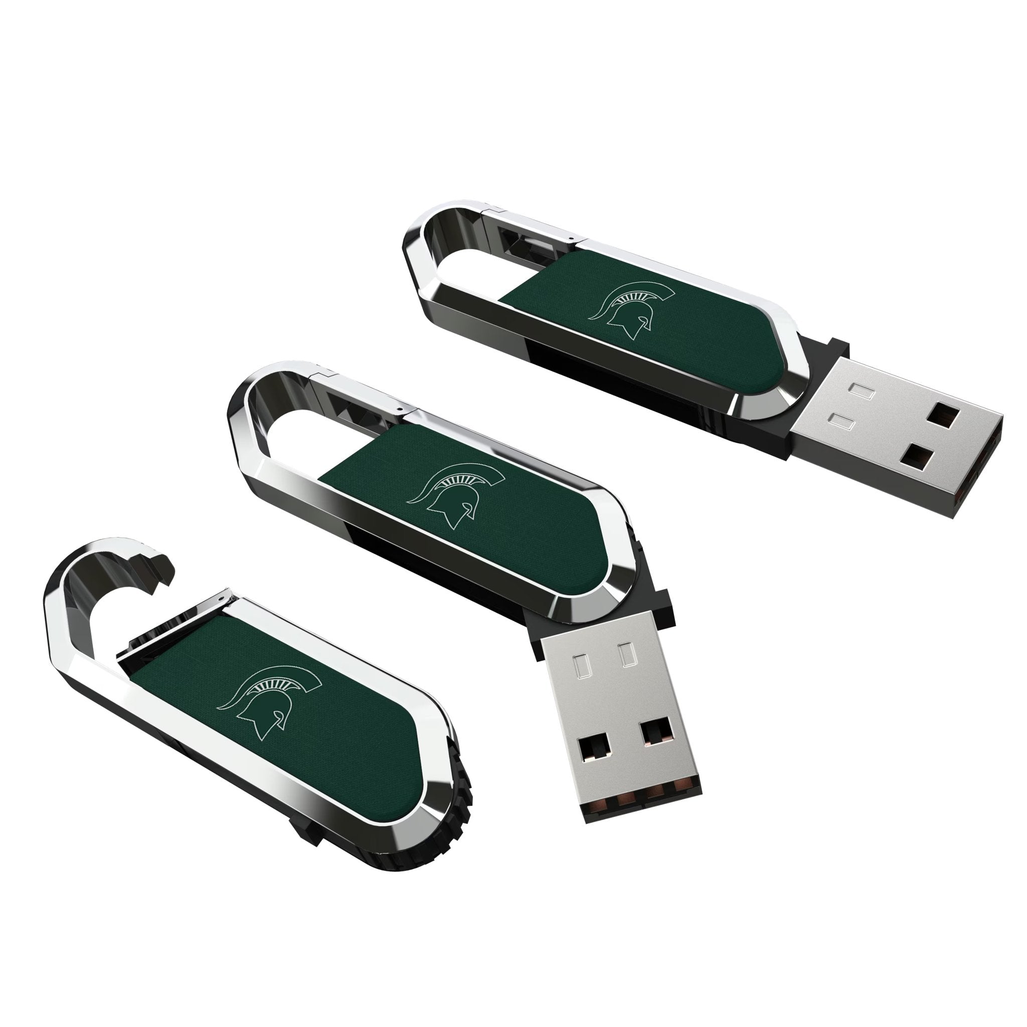 Michigan State University Spartans Solid USB 64GB Clip Style Flash Drive Three.Jpg