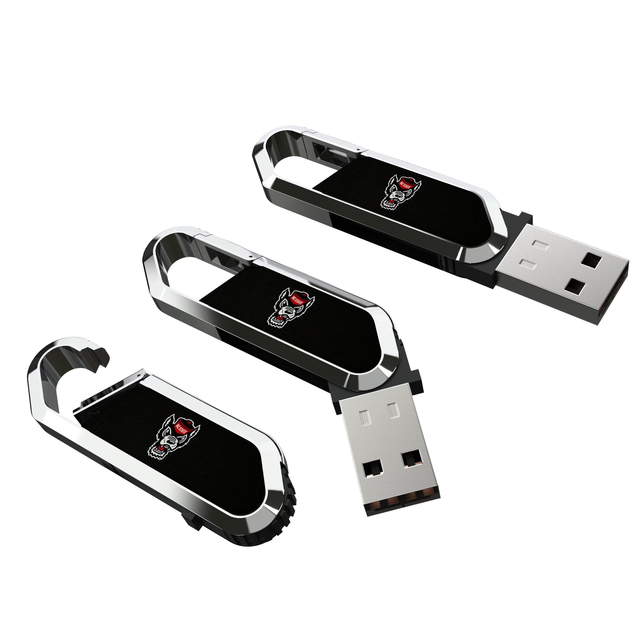 North Carolina State University Wolfpack Solid USB 64GB Clip Style Flash Drive Three.Jpg