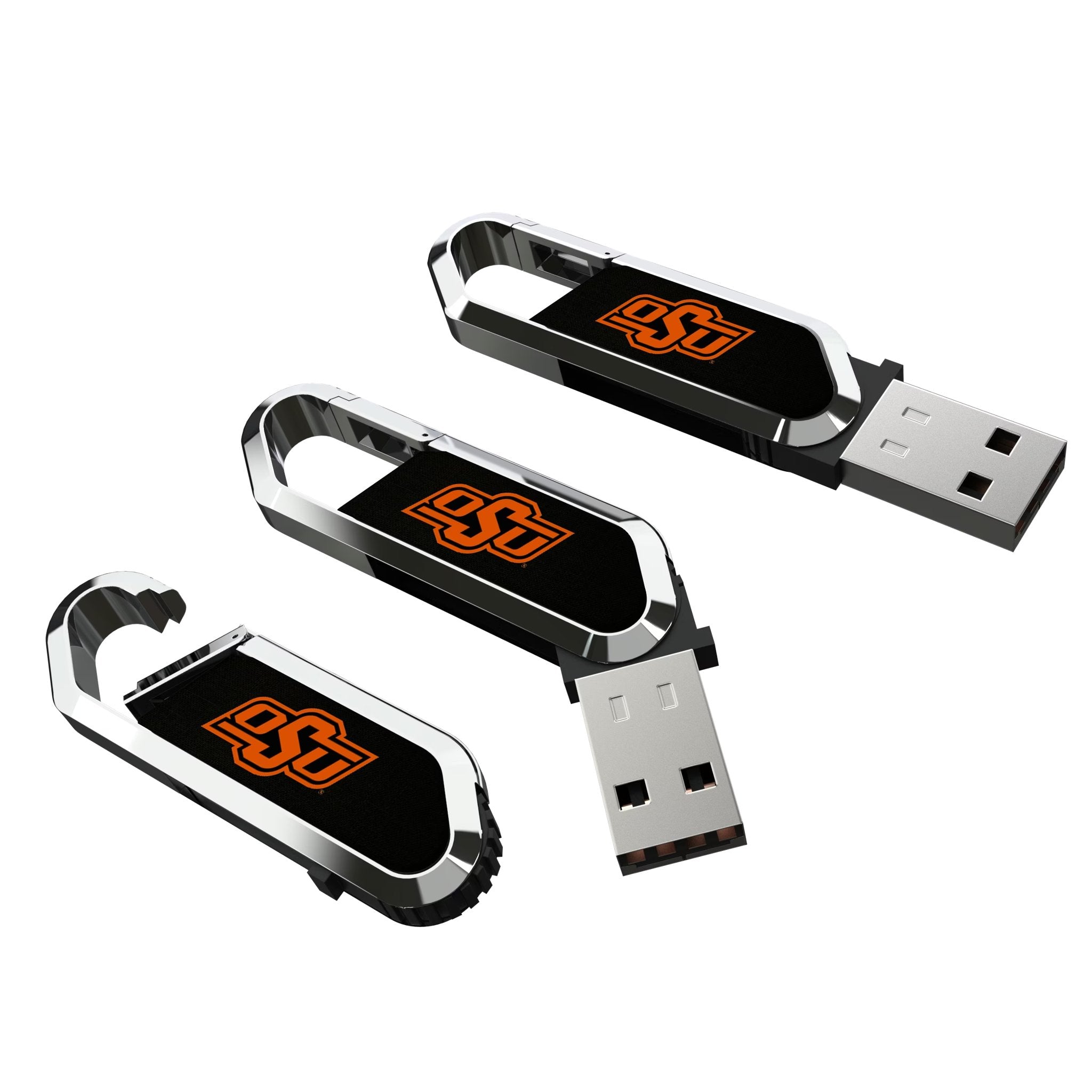 Oklahoma State University Cowboys Solid USB 64GB Clip Style Flash Drive Three.Jpg