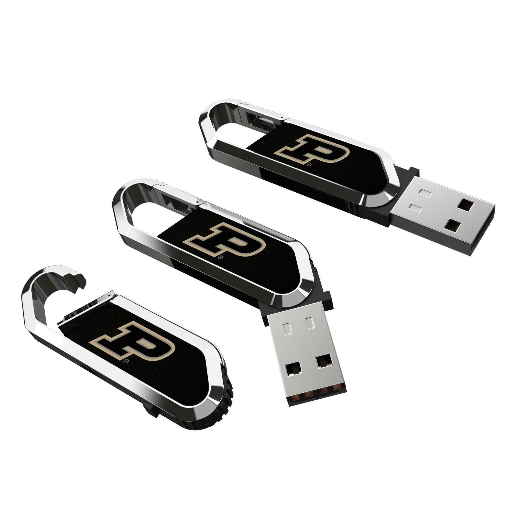 Purdue University Boilermakers Solid USB 64GB Clip Style Flash Drive Three.Jpg