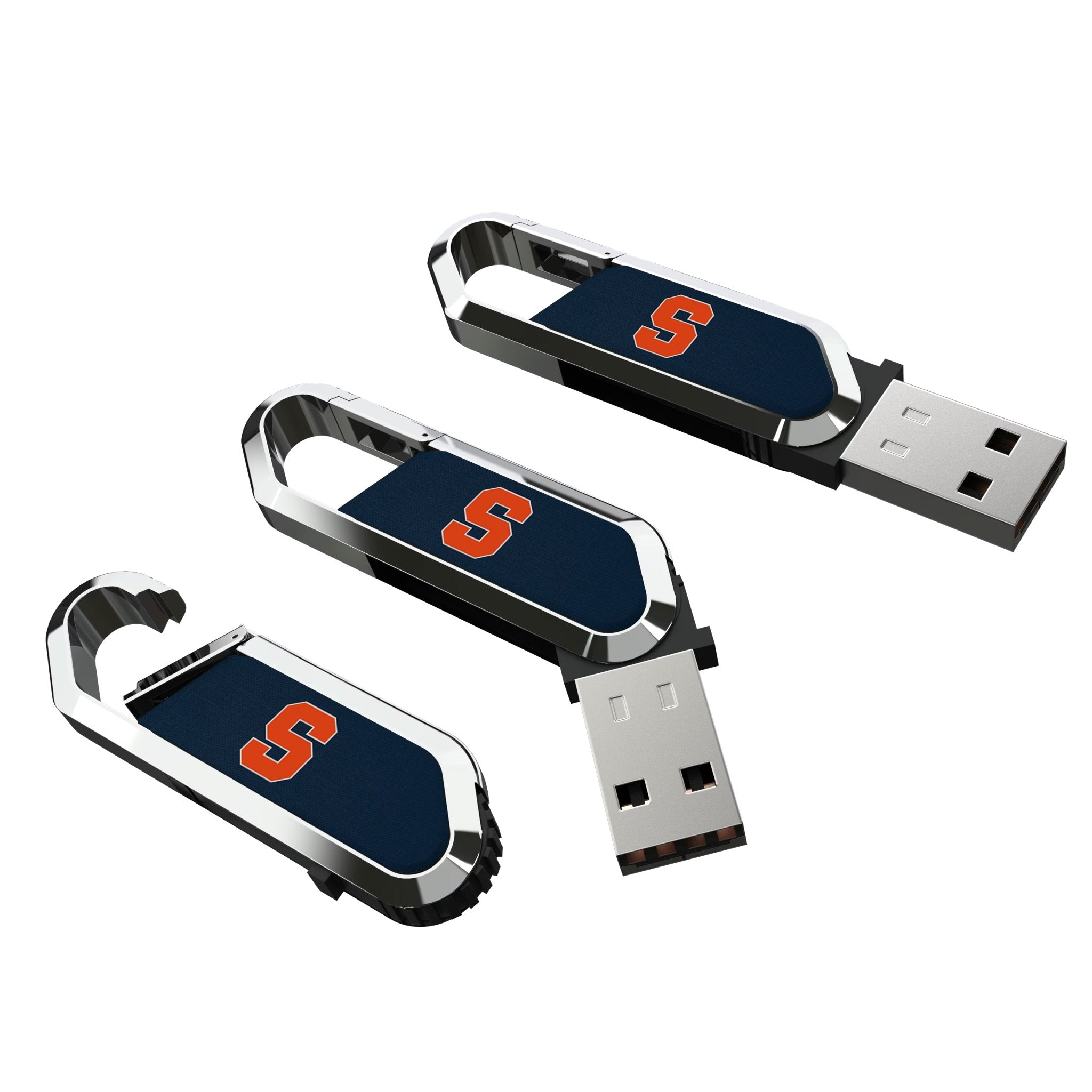 Syracuse University Orange Solid USB 64GB Clip Style Flash Drive Three.Jpg
