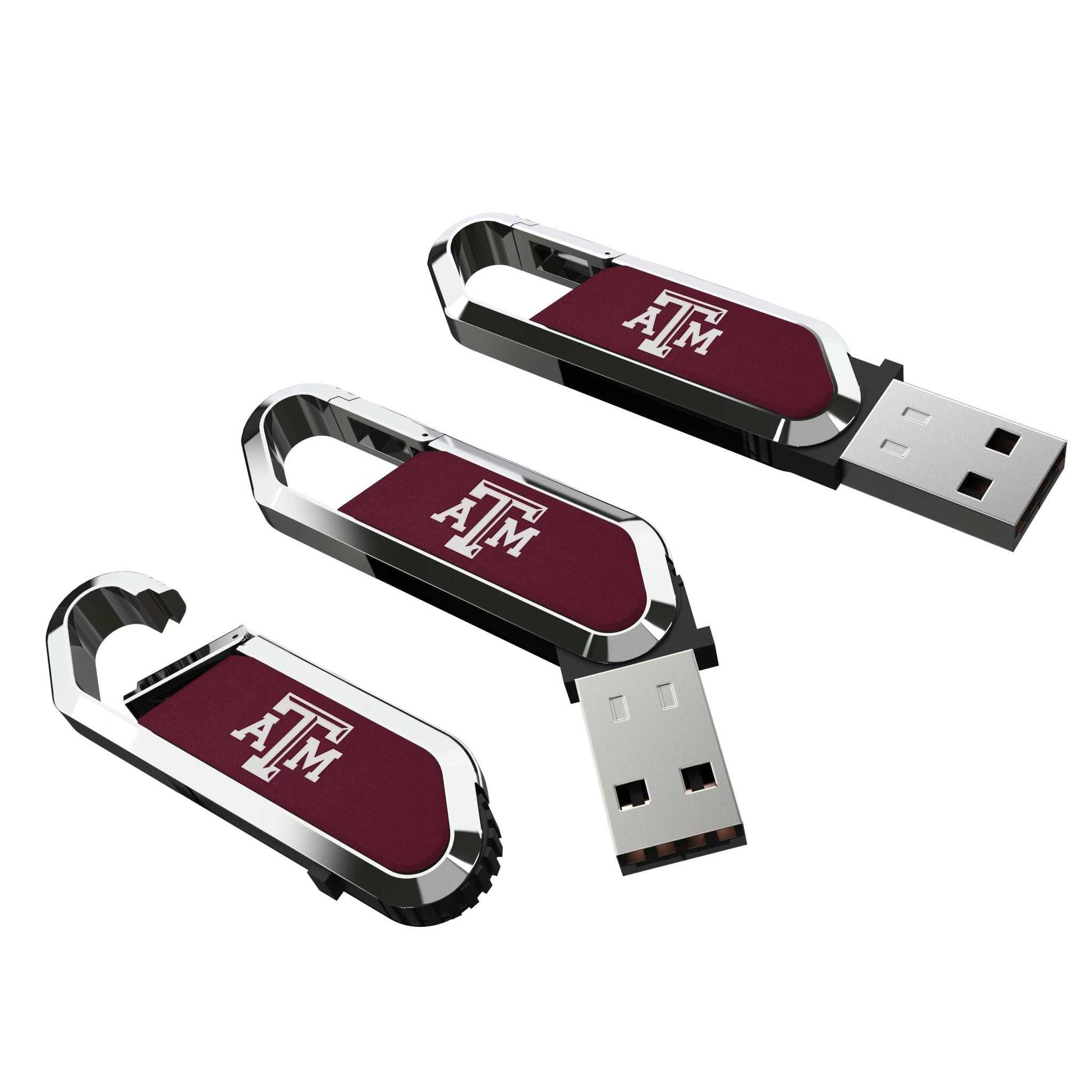 Texas A&M University Aggies Solid USB 64GB Clip Style Flash Drive Three.Jpg