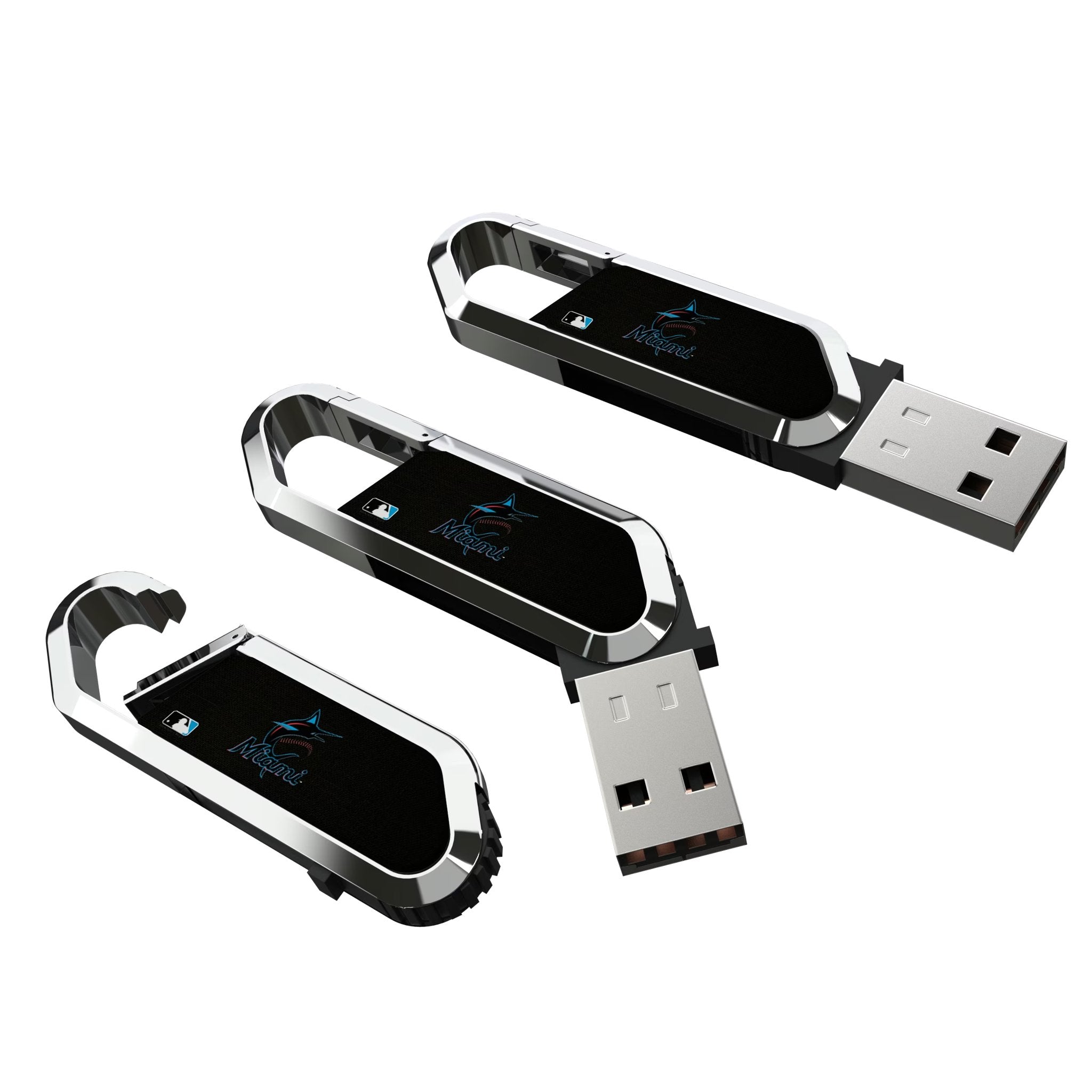 Miami Marlins Solid USB 64GB Clip Style Flash Drive Three.Jpg
