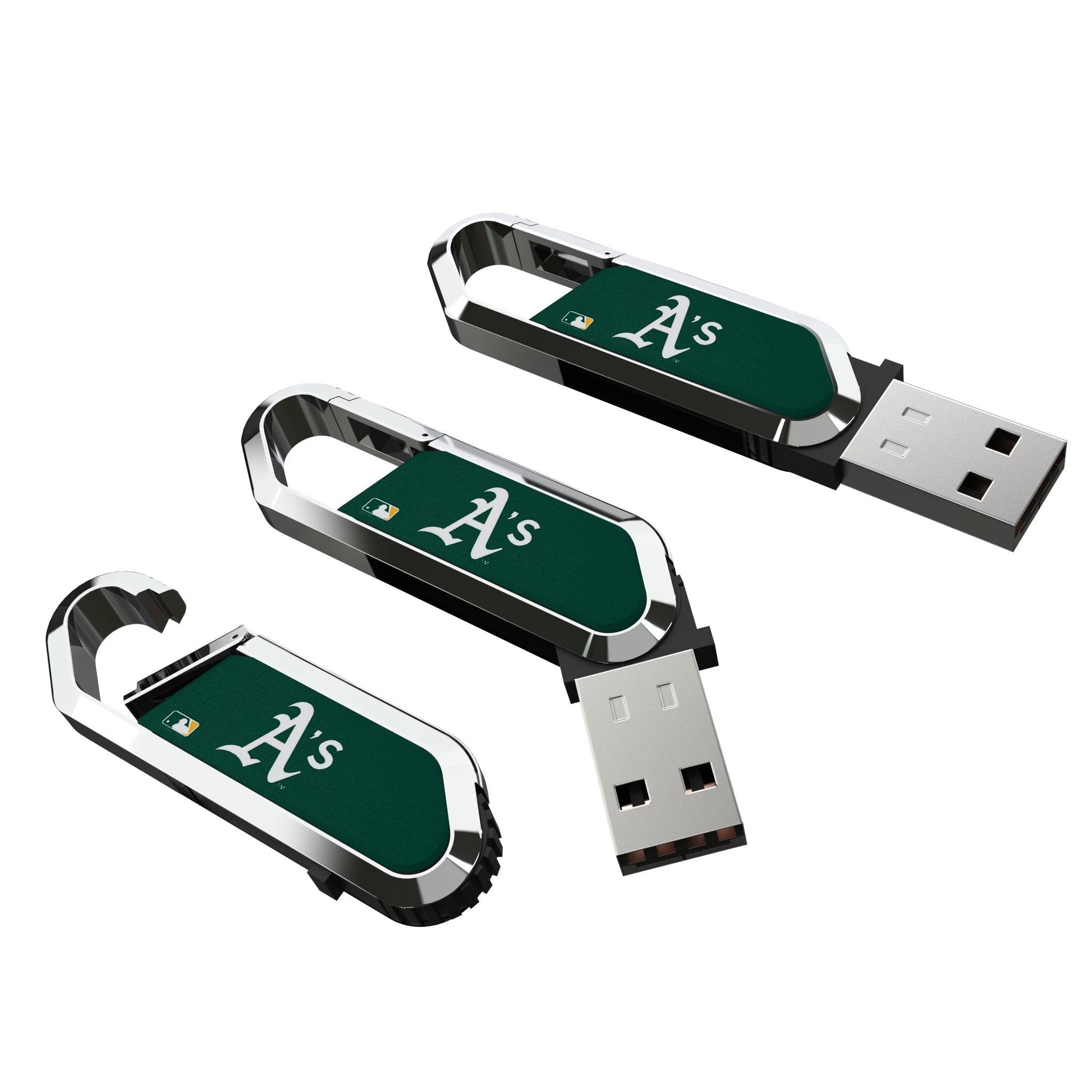 Oakland Athletics Solid USB 64GB Clip Style Flash Drive Three.Jpg