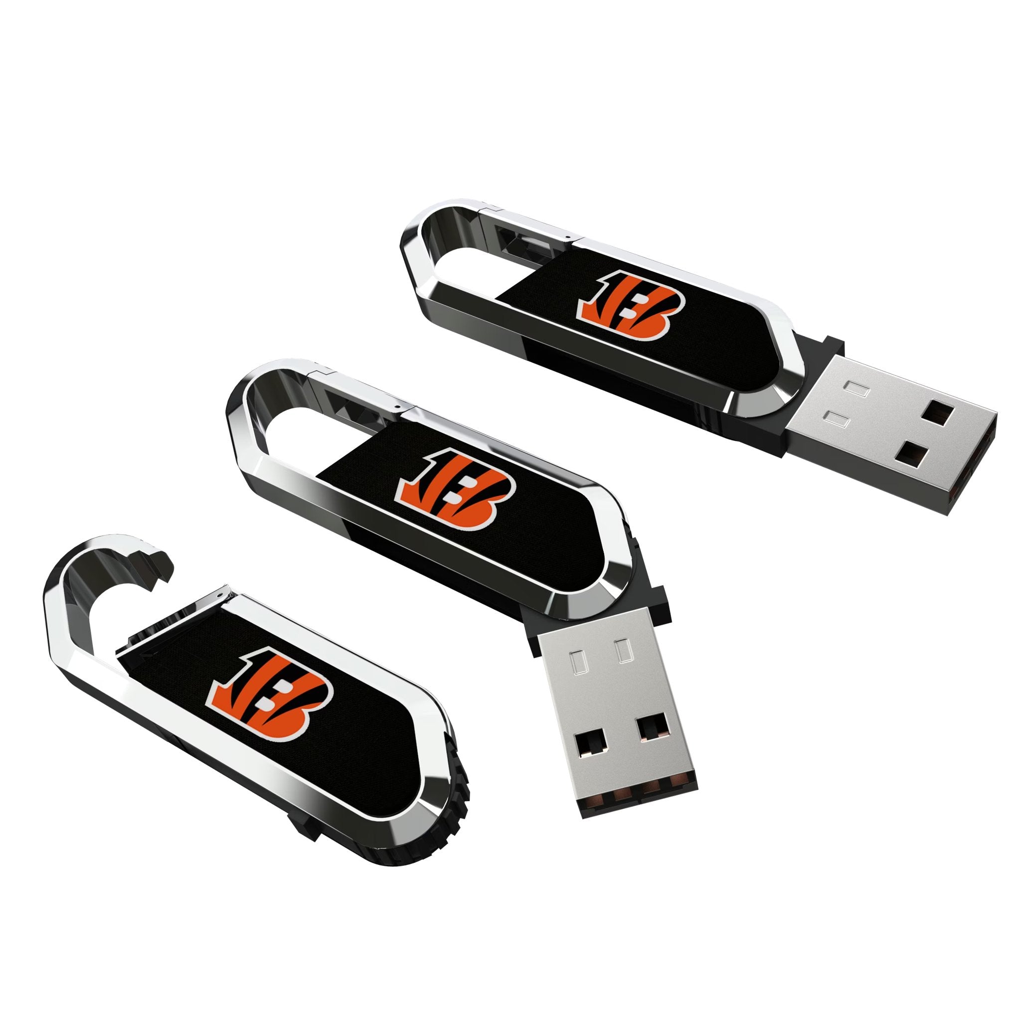 Cincinnati Bengals Solid USB 64GB Clip Style Flash Drive Three.Jpg