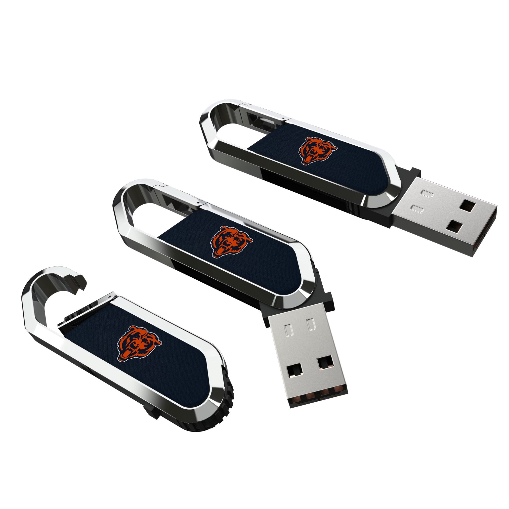 Chicago Bears Solid USB 64GB Clip Style Flash Drive Three.Jpg