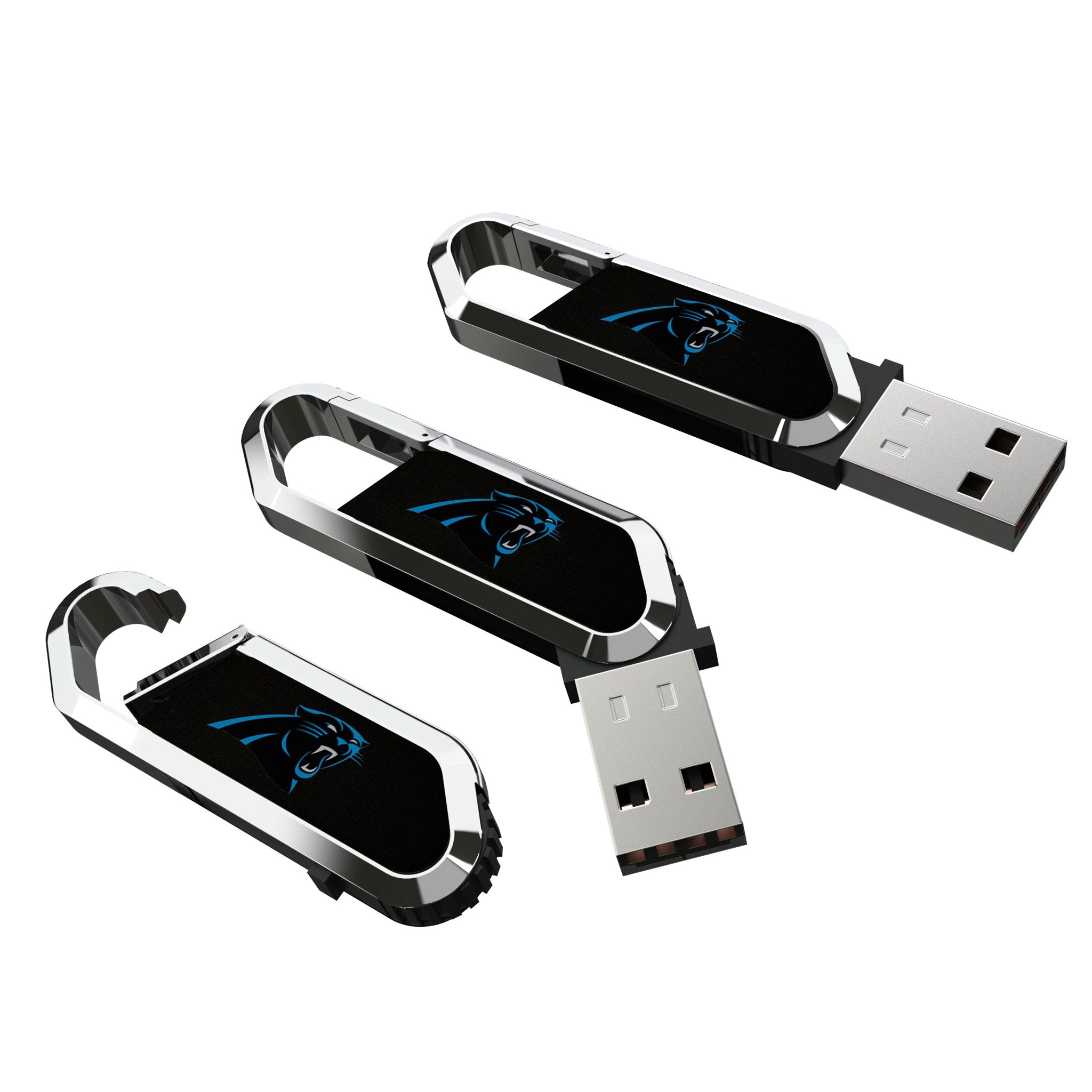 Carolina Panthers Solid USB 64GB Clip Style Flash Drive Three.Jpg