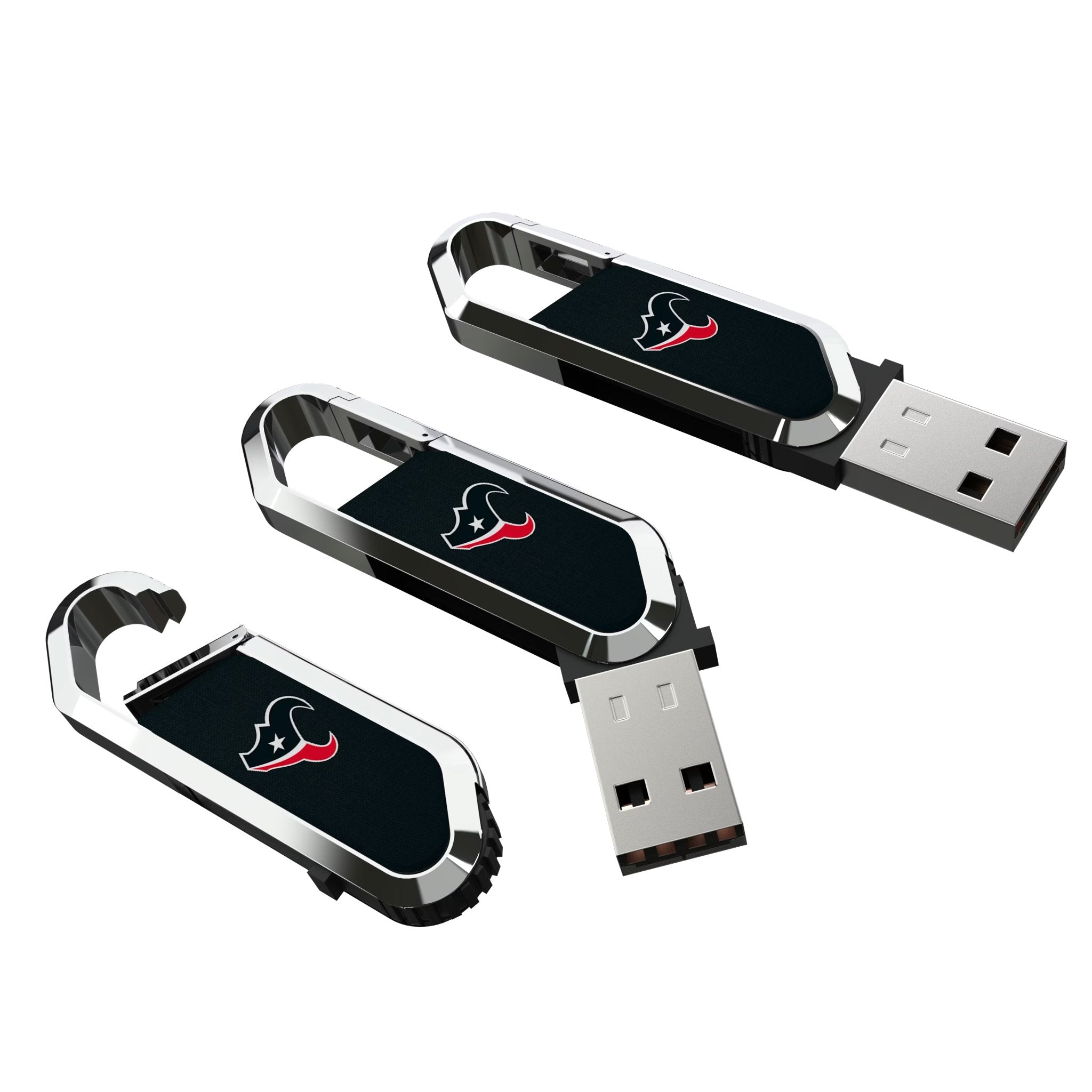 Houston Texans Solid USB 64GB Clip Style Flash Drive Three.Jpg