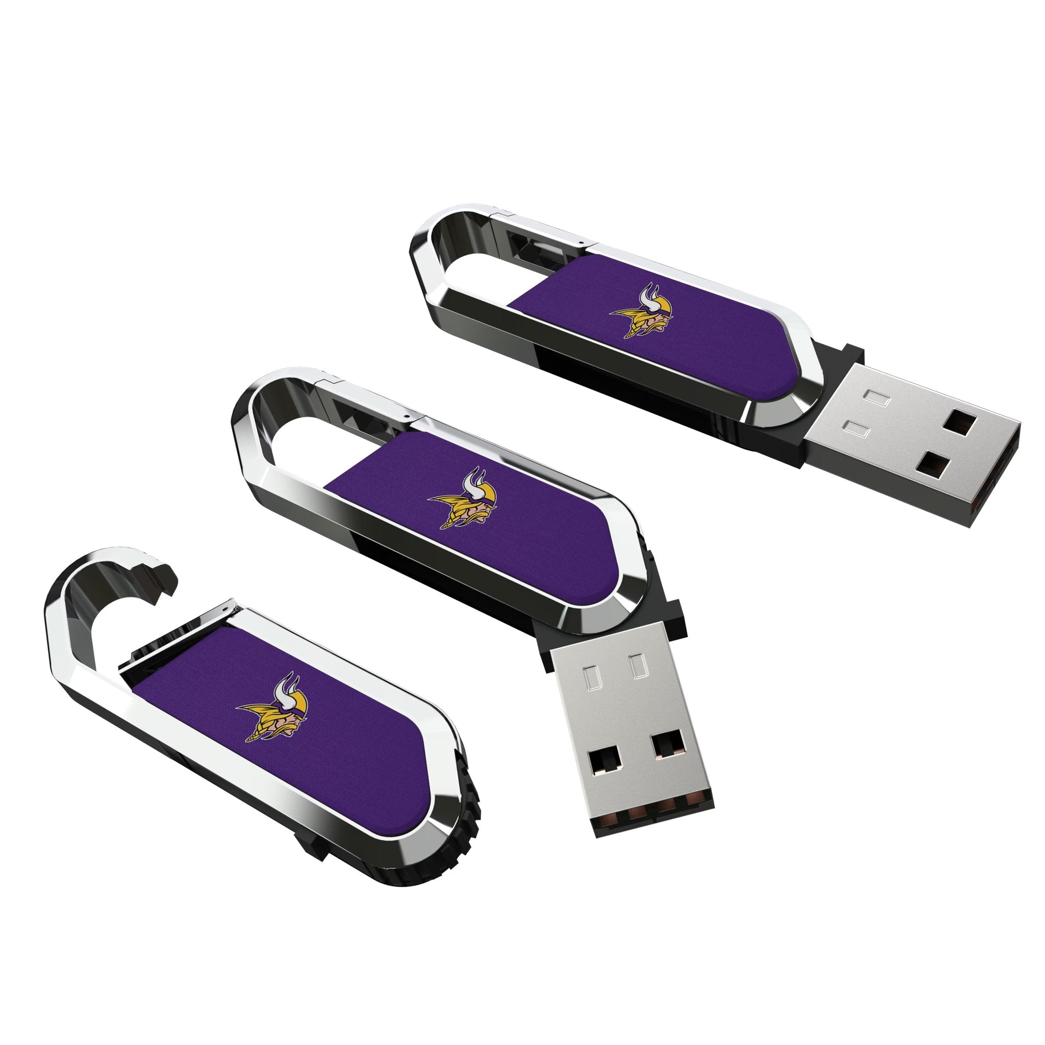 Minnesota Vikings Solid USB 64GB Clip Style Flash Drive Three.Jpg