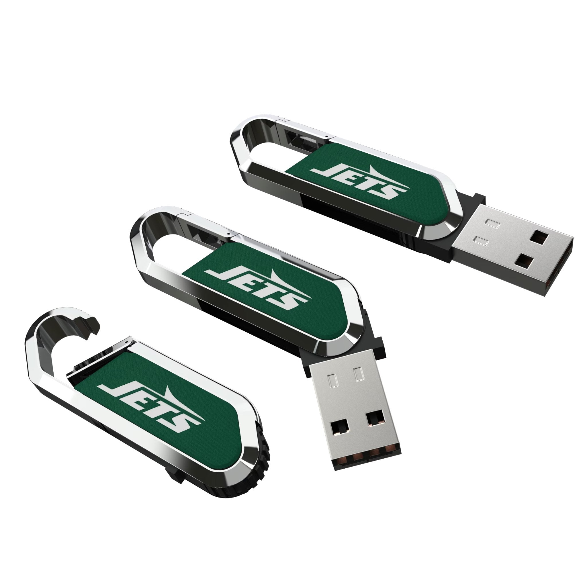 New York Jets Solid USB 64GB Clip Style Flash Drive Three.Jpg