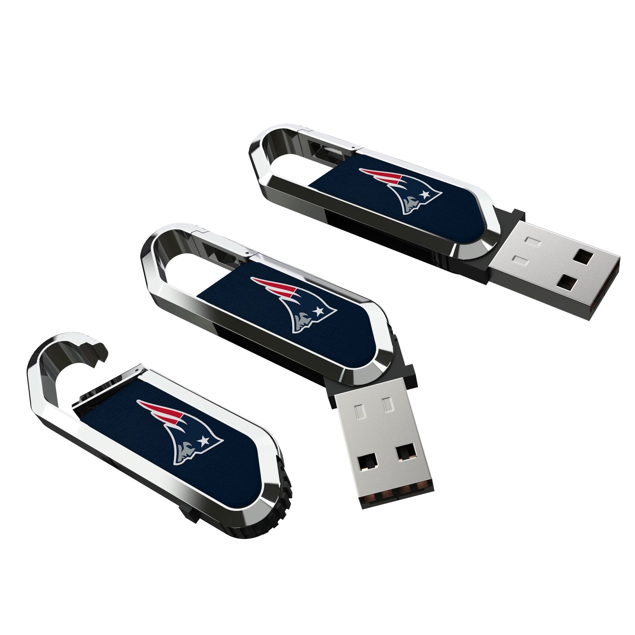New England Patriots Solid USB 64GB Clip Style Flash Drive Three.Jpg