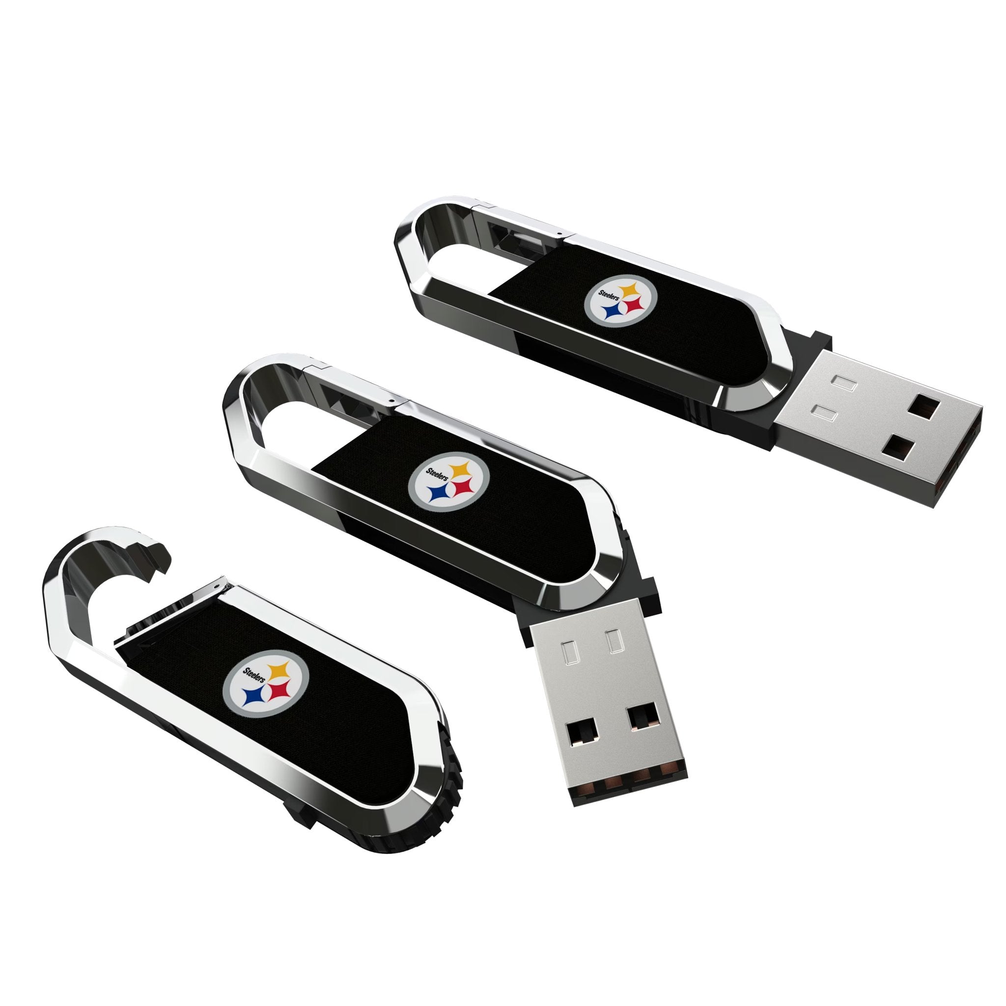 Pittsburgh Steelers Solid USB 64GB Clip Style Flash Drive Three.Jpg