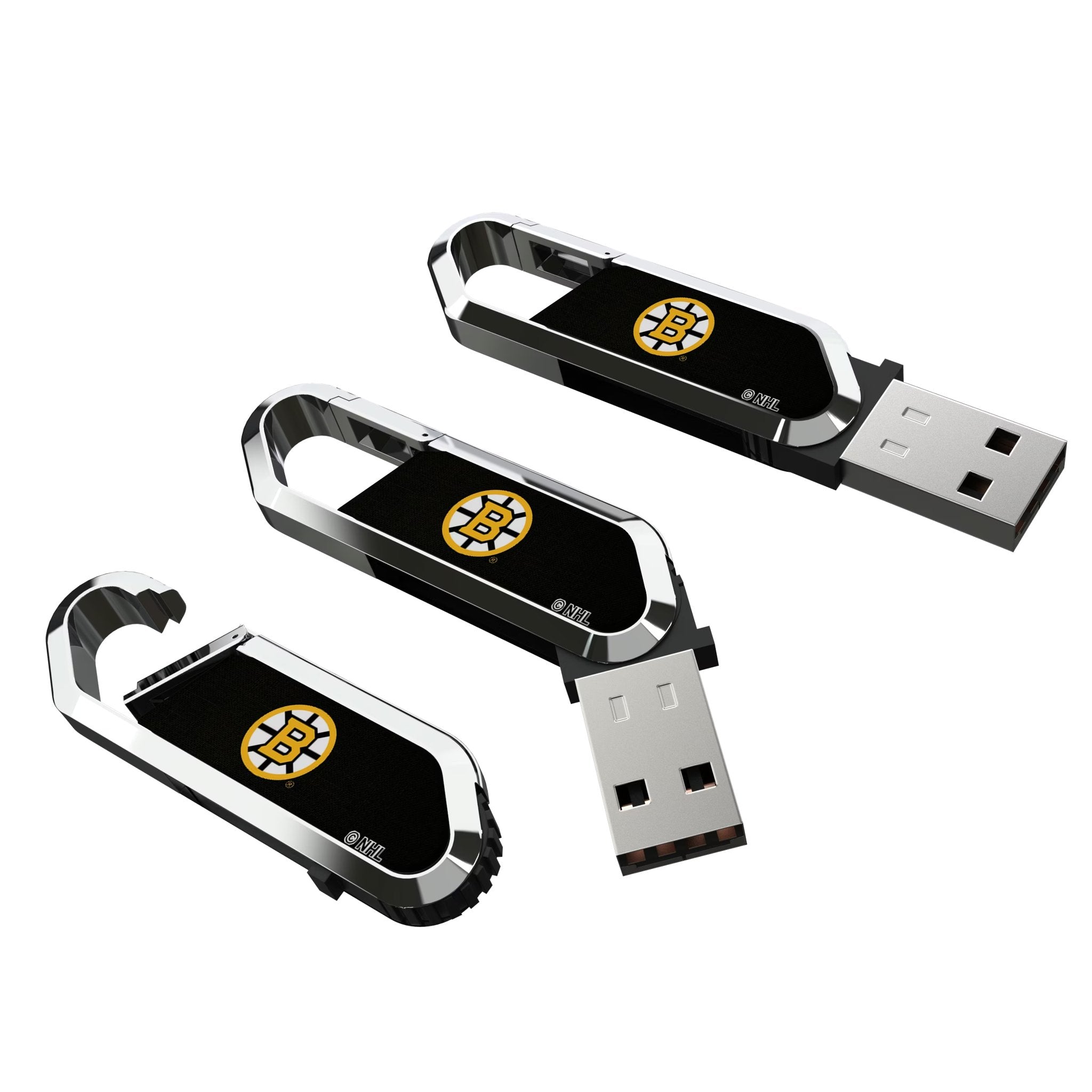 Boston Bruins Solid USB 64GB Clip Style Flash Drive Three.Jpg