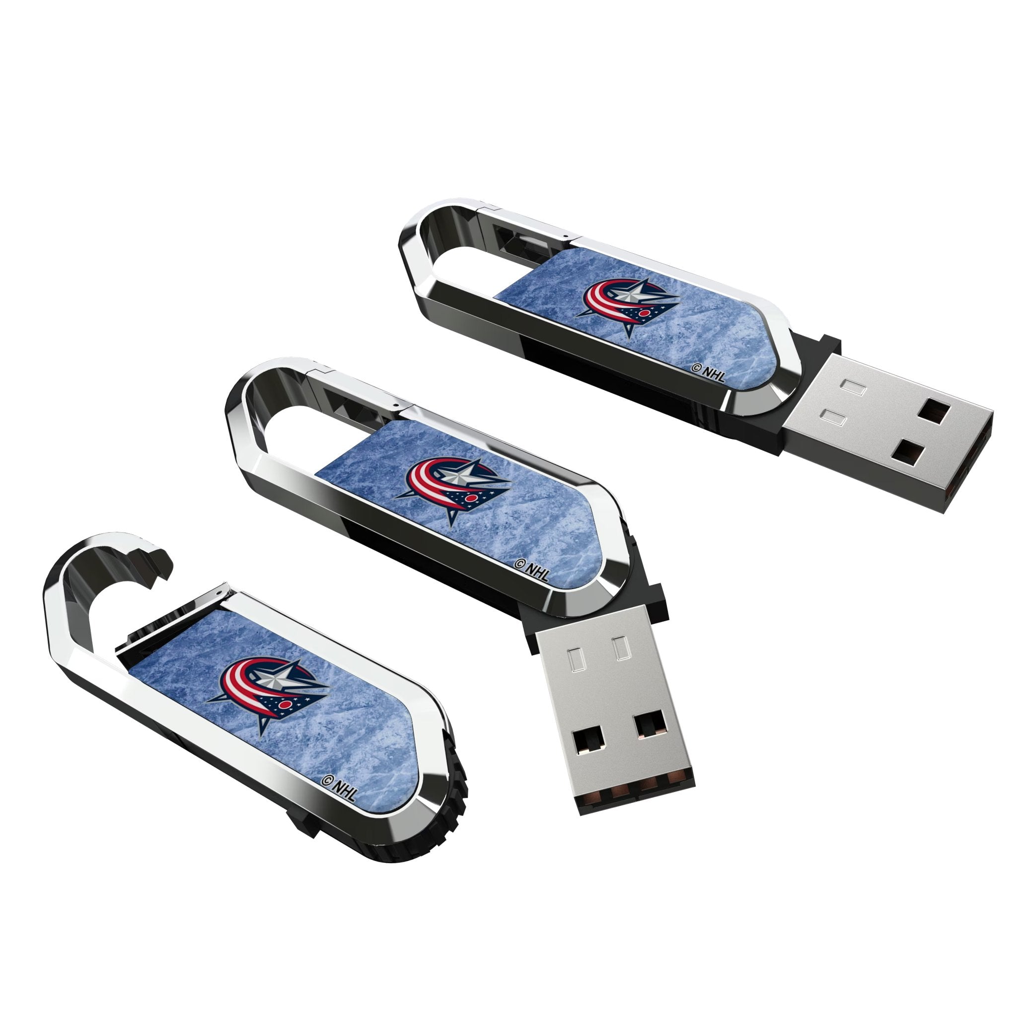 Columbus Blue Jackets Ice Flood USB 64GB Clip Style Flash Drive Three.Jpg