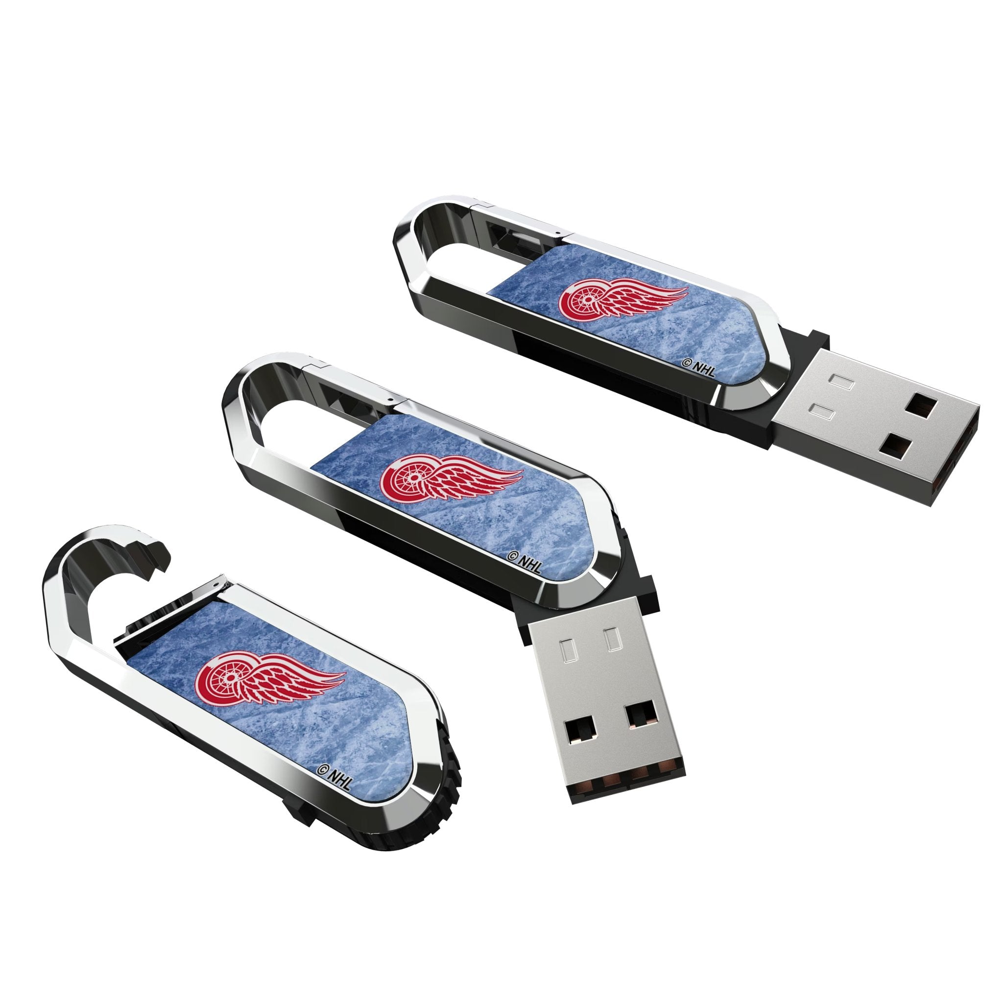 Detroit Red Wings Ice Flood USB 64GB Clip Style Flash Drive Three.Jpg