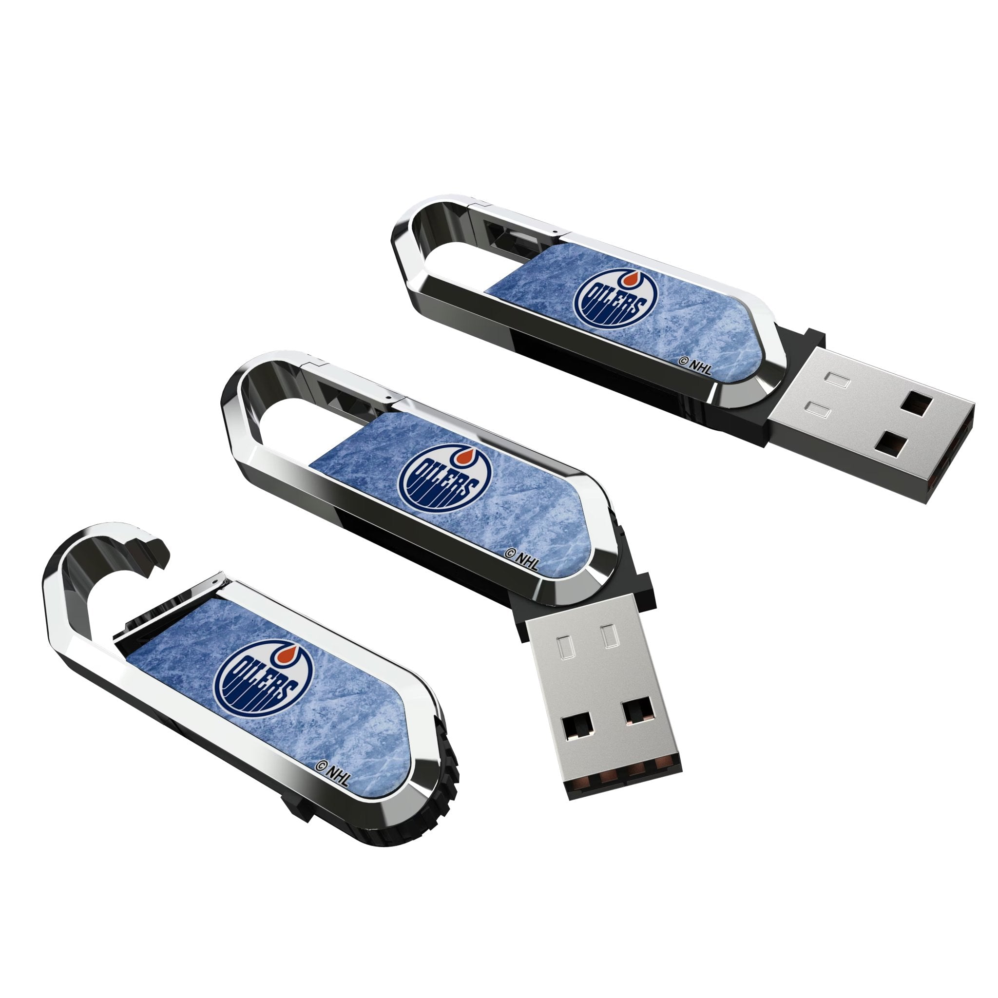 Edmonton Oilers Ice Flood USB 64GB Clip Style Flash Drive Three.Jpg