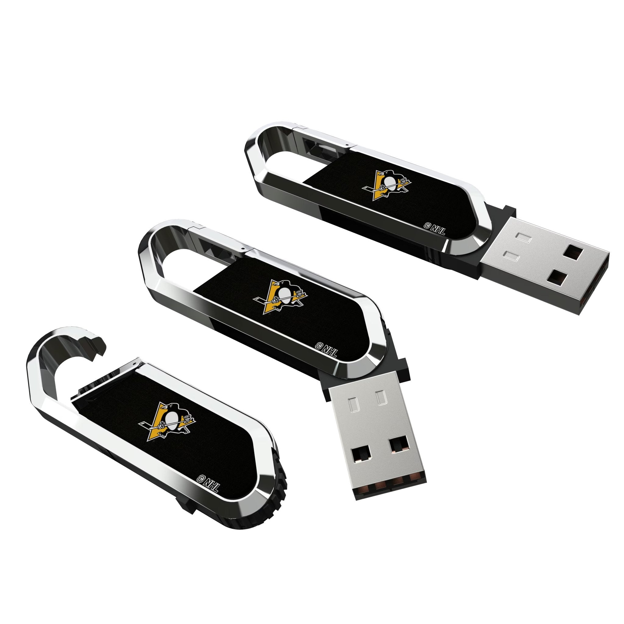 Pittsburgh Penguins Solid USB 64GB Clip Style Flash Drive Three.Jpg