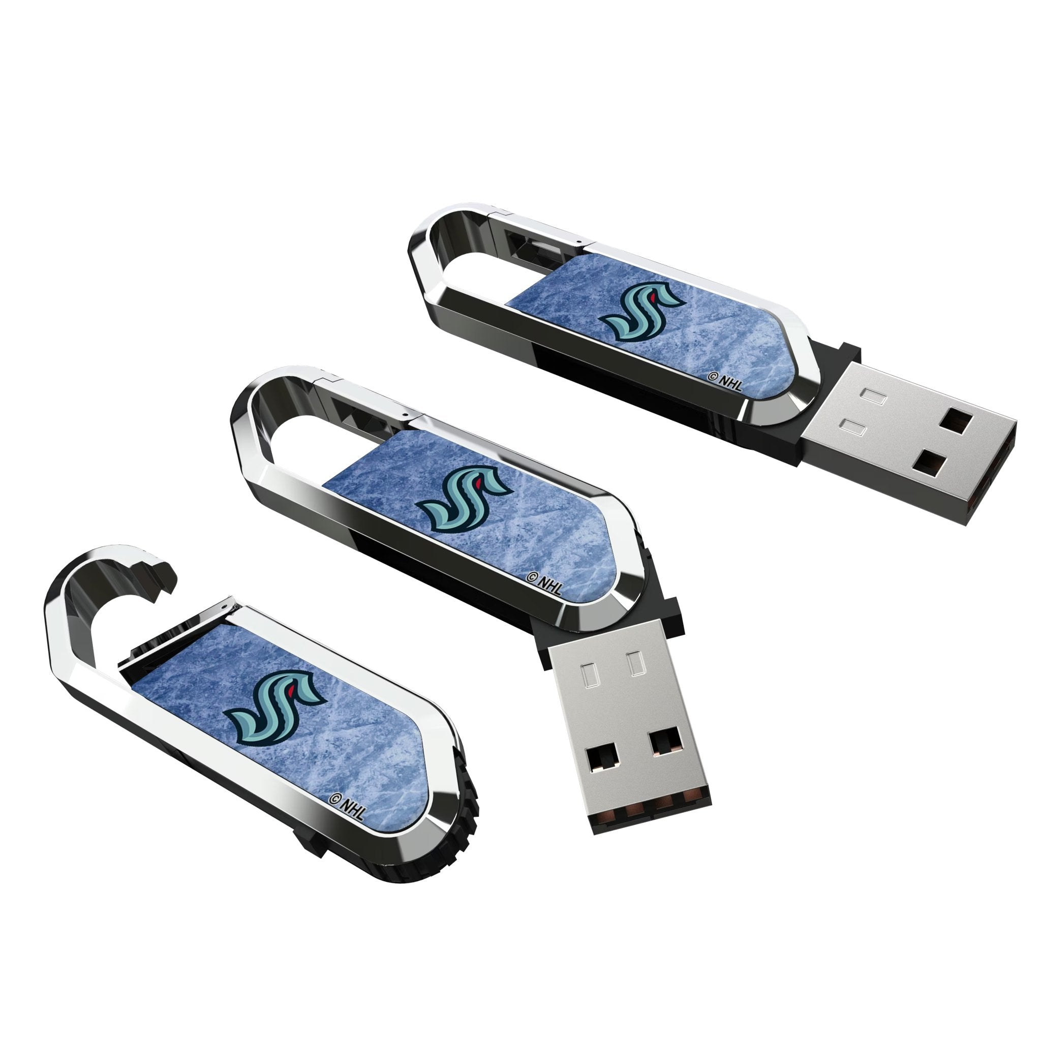 Seattle Kraken Ice Flood USB 64GB Clip Style Flash Drive Three.Jpg