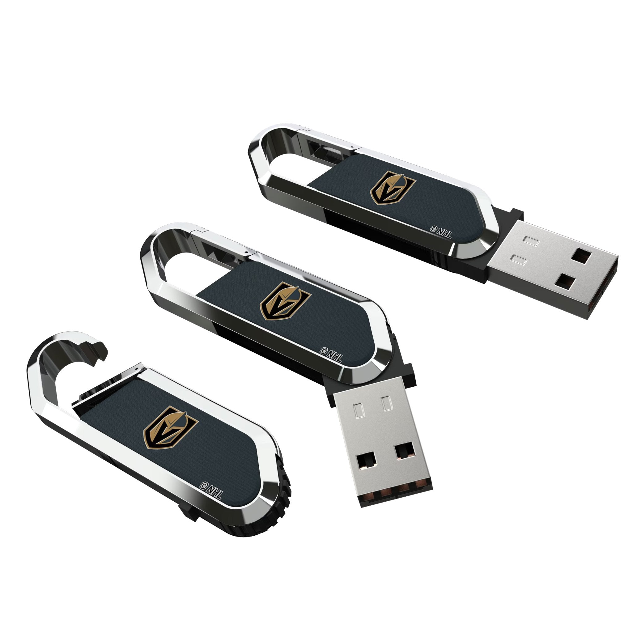 Vegas Golden Knights Solid USB 64GB Clip Style Flash Drive Three.Jpg