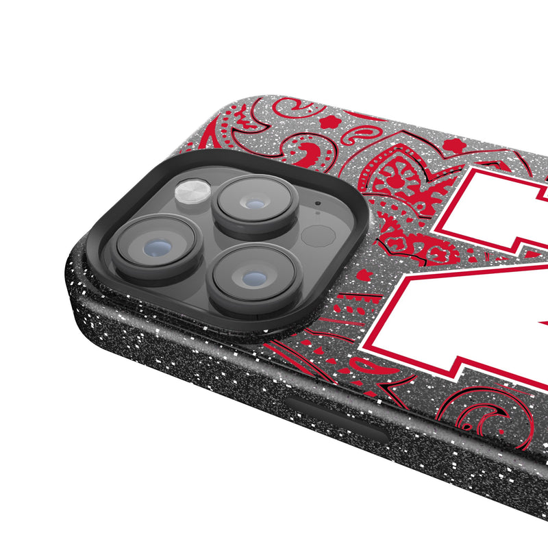 University of Nebraska Huskers Block N Paisley iPhone Bling Phone Case Detail.Jpg