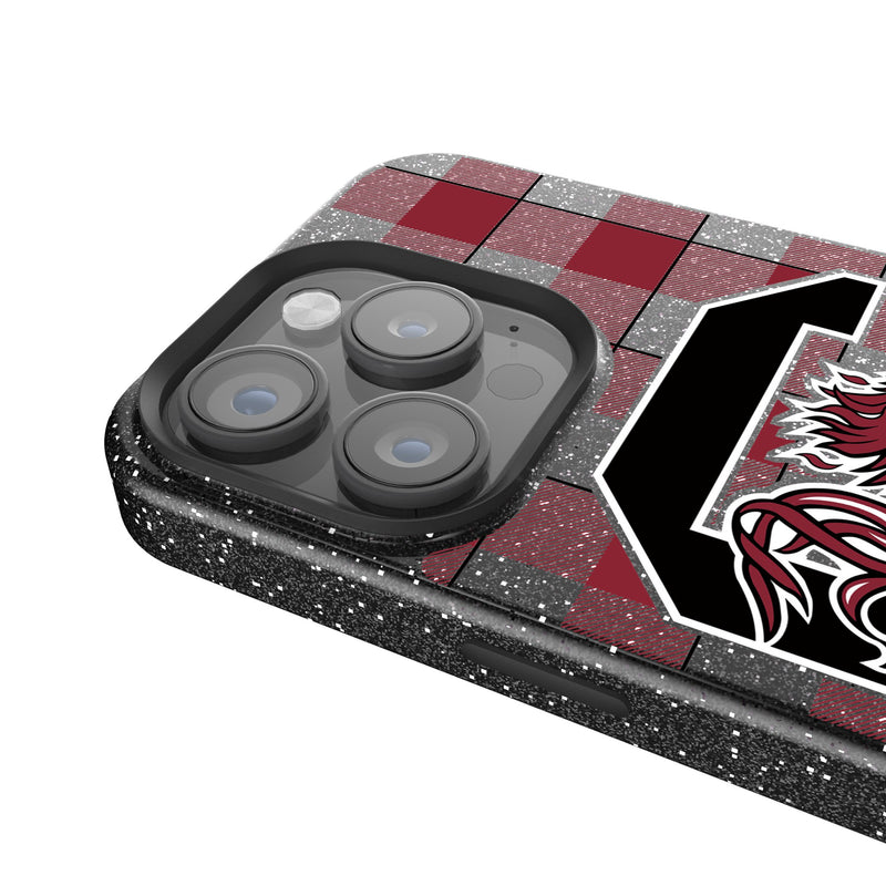 University of South Carolina Gamecocks Plaid iPhone Bling Phone Case Detail.Jpg