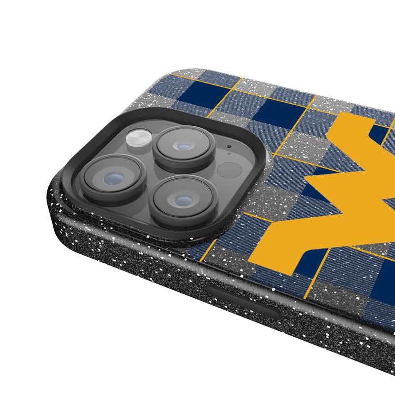 West Virginia University Mountaineers Plaid iPhone Bling Phone Case Detail.Jpg