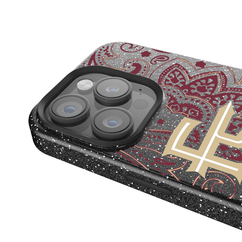 Florida State University Seminoles Athletic Wordmark Paisley iPhone Bling Phone Case Detail.Jpg