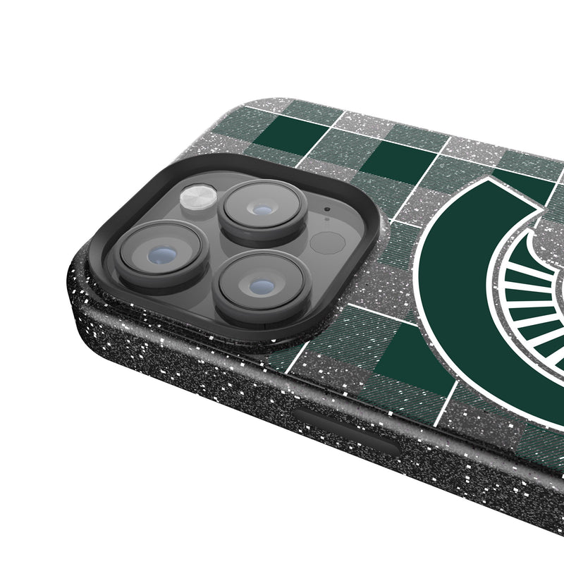 Michigan State University Spartans Plaid iPhone Bling Phone Case Detail.Jpg