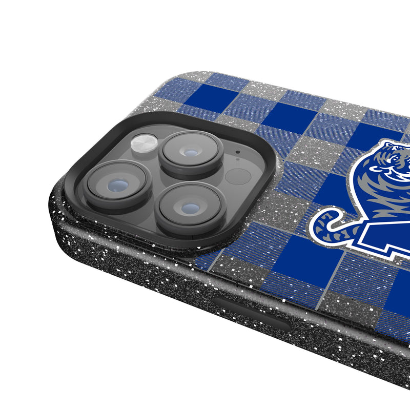 University of Memphis Tigers Plaid iPhone Bling Phone Case Detail.Jpg