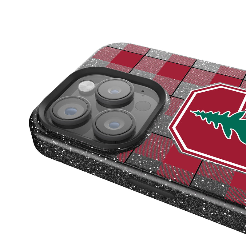 Stanford University Cardinal Plaid iPhone Bling Phone Case Detail.Jpg