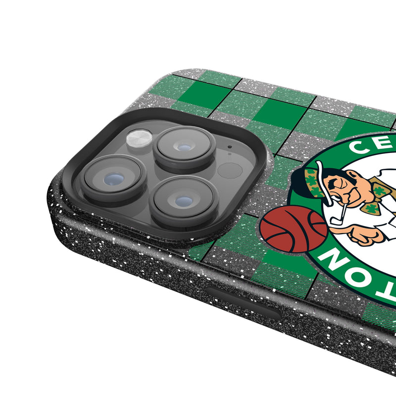 Boston Celtics Plaid iPhone Bling Phone Case Detail.Jpg