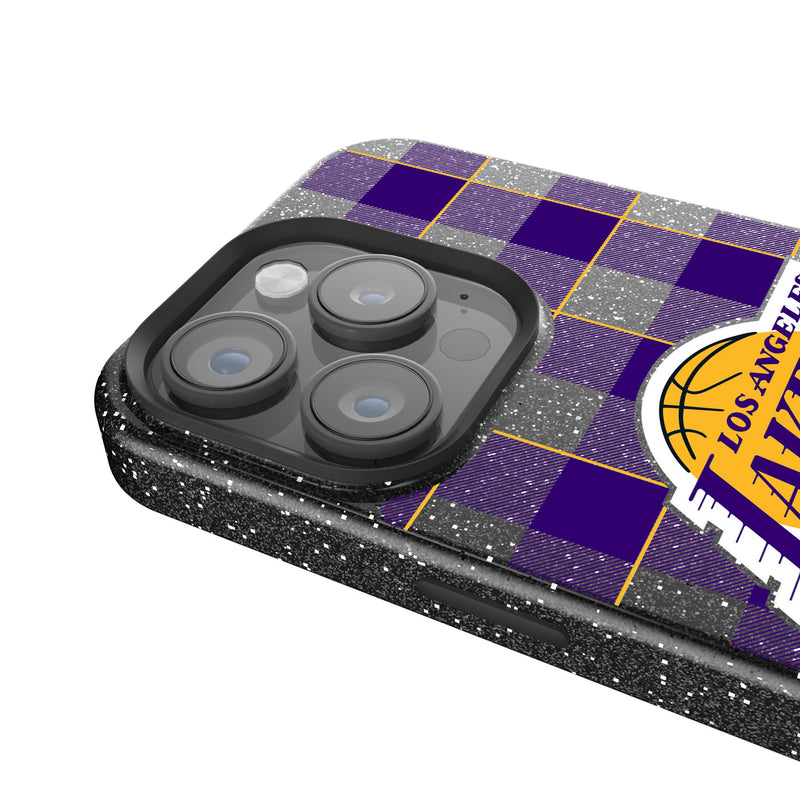 Los Angeles Lakers Plaid iPhone Bling Phone Case Detail.Jpg