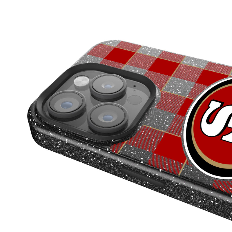 San Francisco 49ers Plaid iPhone Bling Phone Case Detail.Jpg