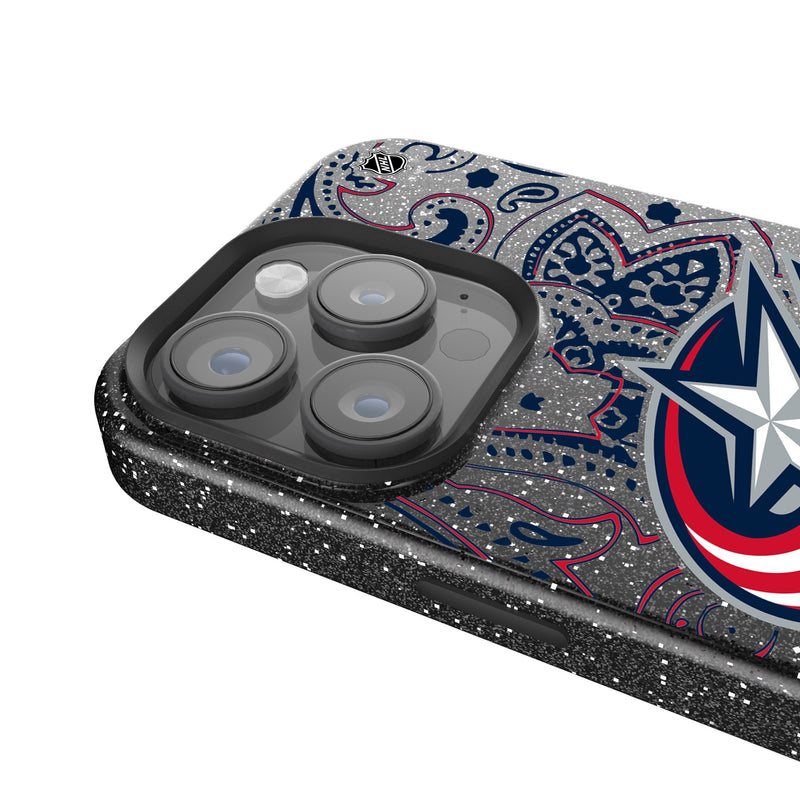 Columbus Blue Jackets Paisley iPhone Bling Phone Case Detail.Jpg