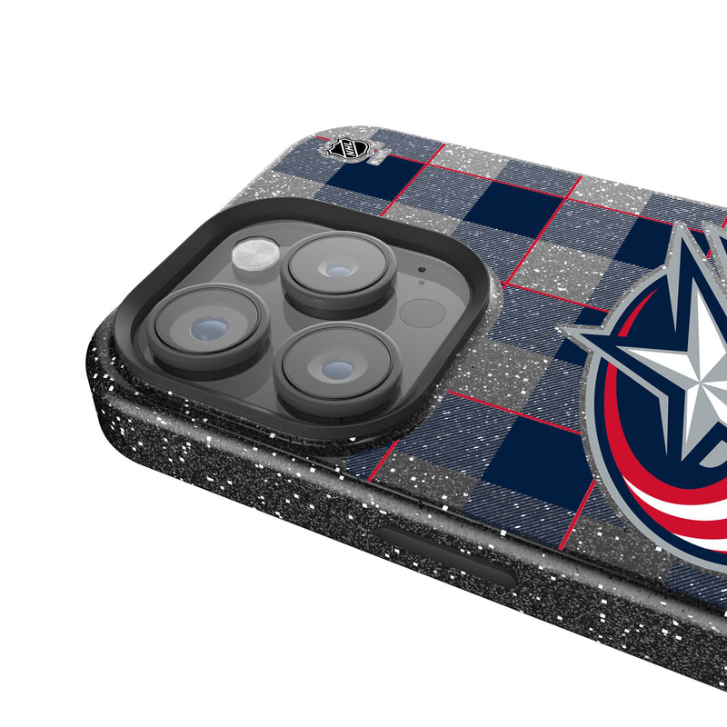 Columbus Blue Jackets Plaid iPhone Bling Phone Case Detail.Jpg