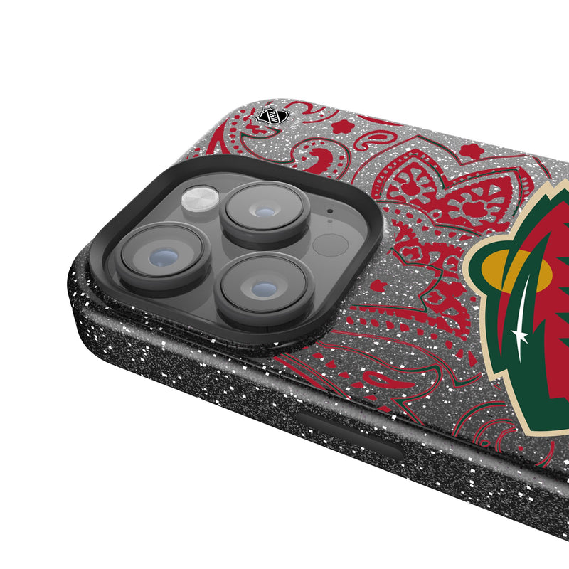 Minnesota Wild Paisley iPhone Bling Phone Case Detail.Jpg