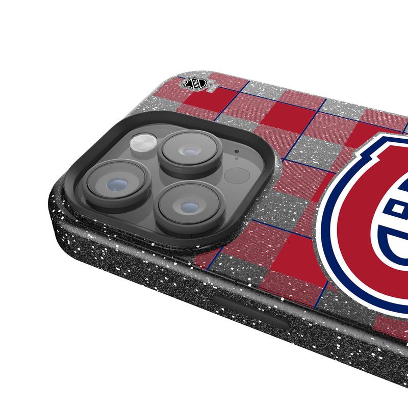 Montreal Canadiens Plaid iPhone Bling Phone Case Detail.Jpg